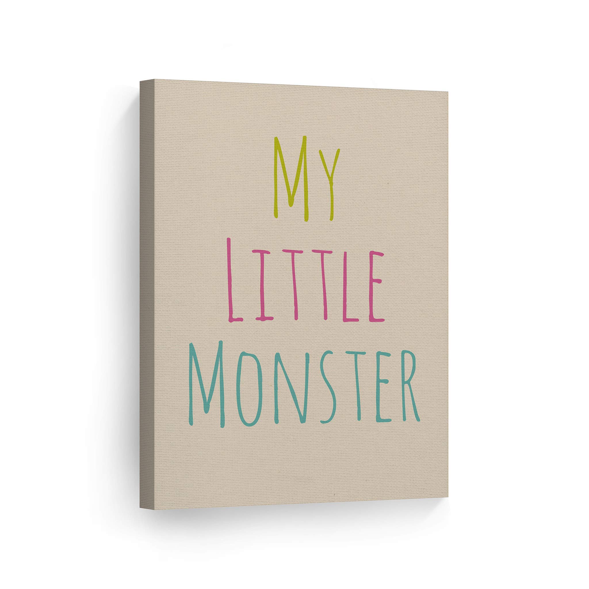 Smile Art Design My Little Monster Lettering Cream Background Canvas Print - Kids Room Decor, Nursery Wall Art, Baby Room Decor - Ready to Hang 28x19 Inches - Made in USA | Perfect for Children's Bedrooms, Playrooms & Gift Ideas