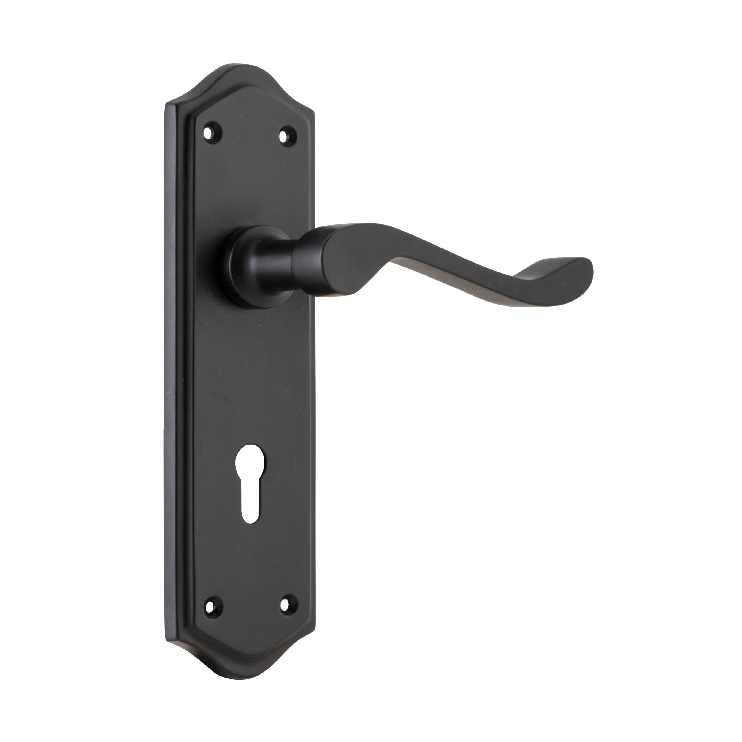 9615 Matte Black Door Lever Henley Lock Pair - H180xW50xP58mm - Perfect for Home, Office & Commercial Security Doors