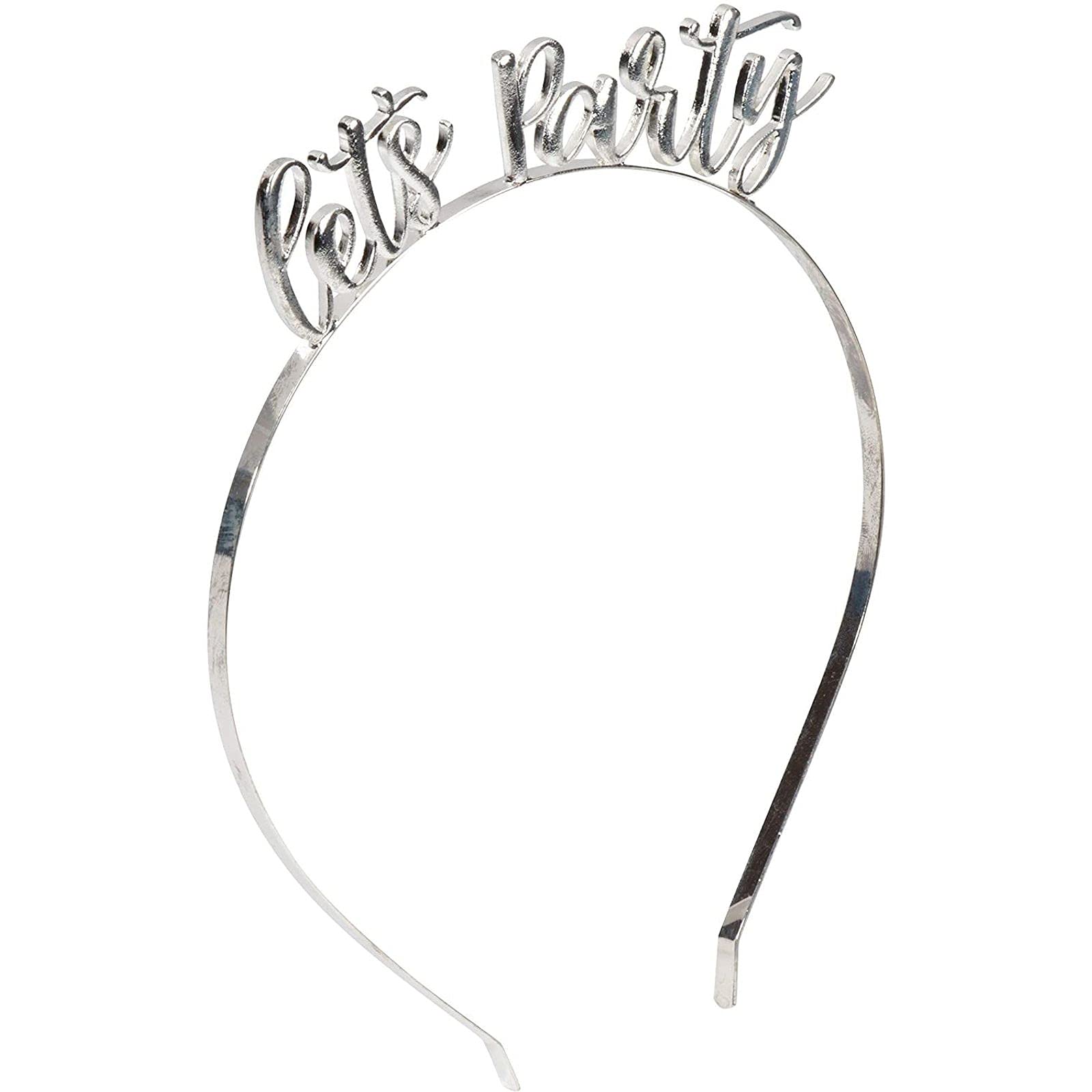 Juvale Let's Party Headbands - 6 Pack Metallic Silver Hair Accessories for Teens & Adults - Perfect for Birthday Parties, Bachelorette Events & Festivals