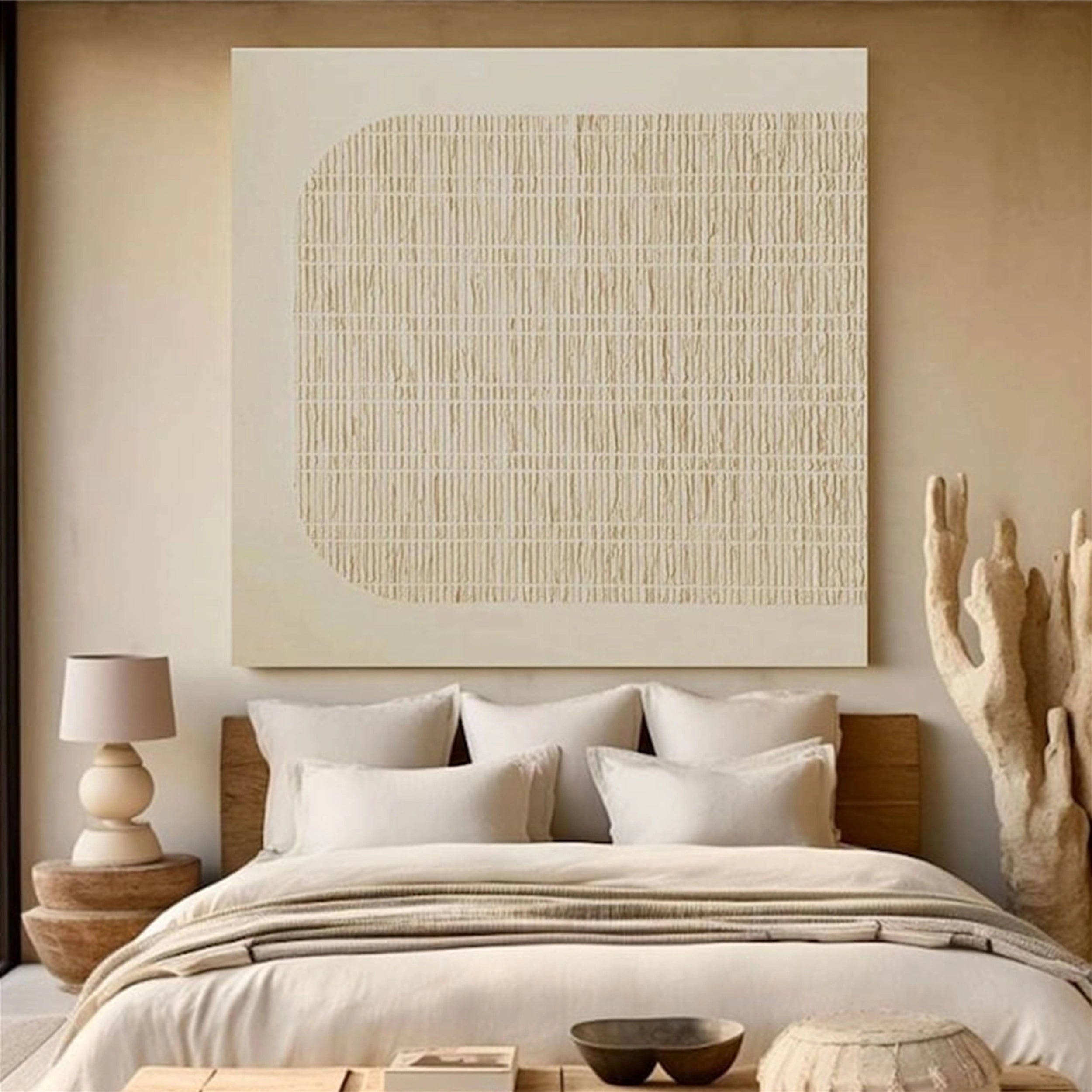 Abstract Wall Art Canvas Print - Beige & Brown Modern Home Decor #BB084 - Perfect for Living Room, Bedroom & Office Decor