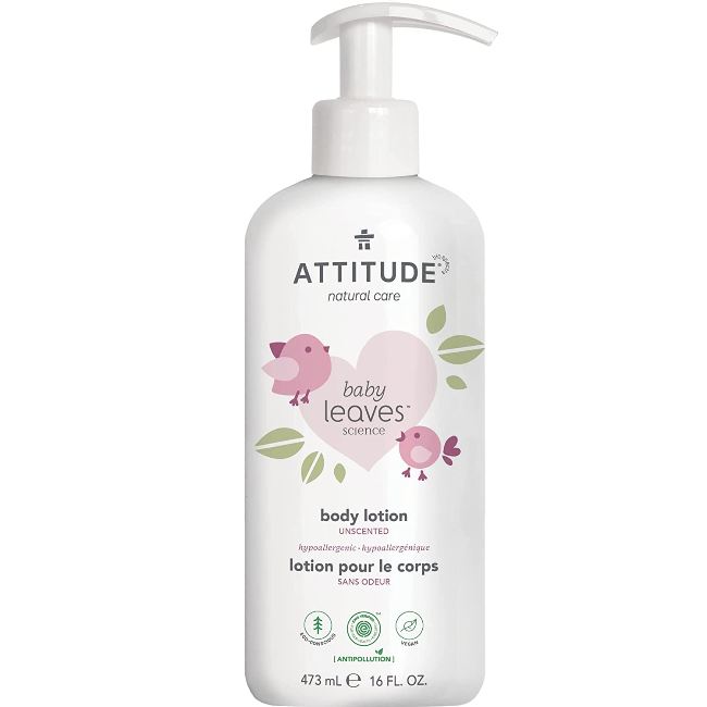 Attitude Baby Leaves Fragrance-Free Body Lotion 16oz (473ml) - Hypoallergenic & Gentle Moisturizer for Sensitive Skin - Perfect for Daily Baby Care & Newborn Skin Protection