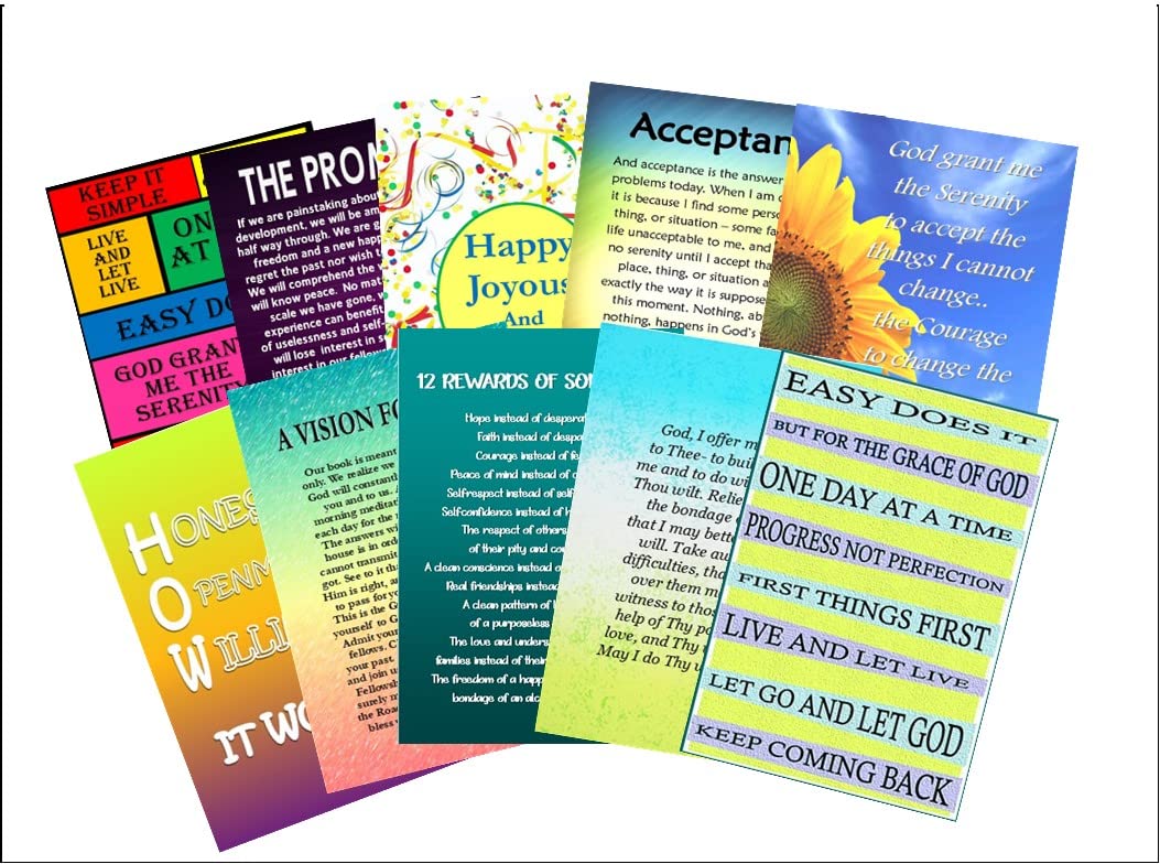 AA 12 Step Sobriety Greeting Cards - Set of 10 Inspirational Note Cards for AA Anniversaries, Birthdays & Recovery Gifts - Perfect for Celebrating Milestones in Alcoholics Anonymous