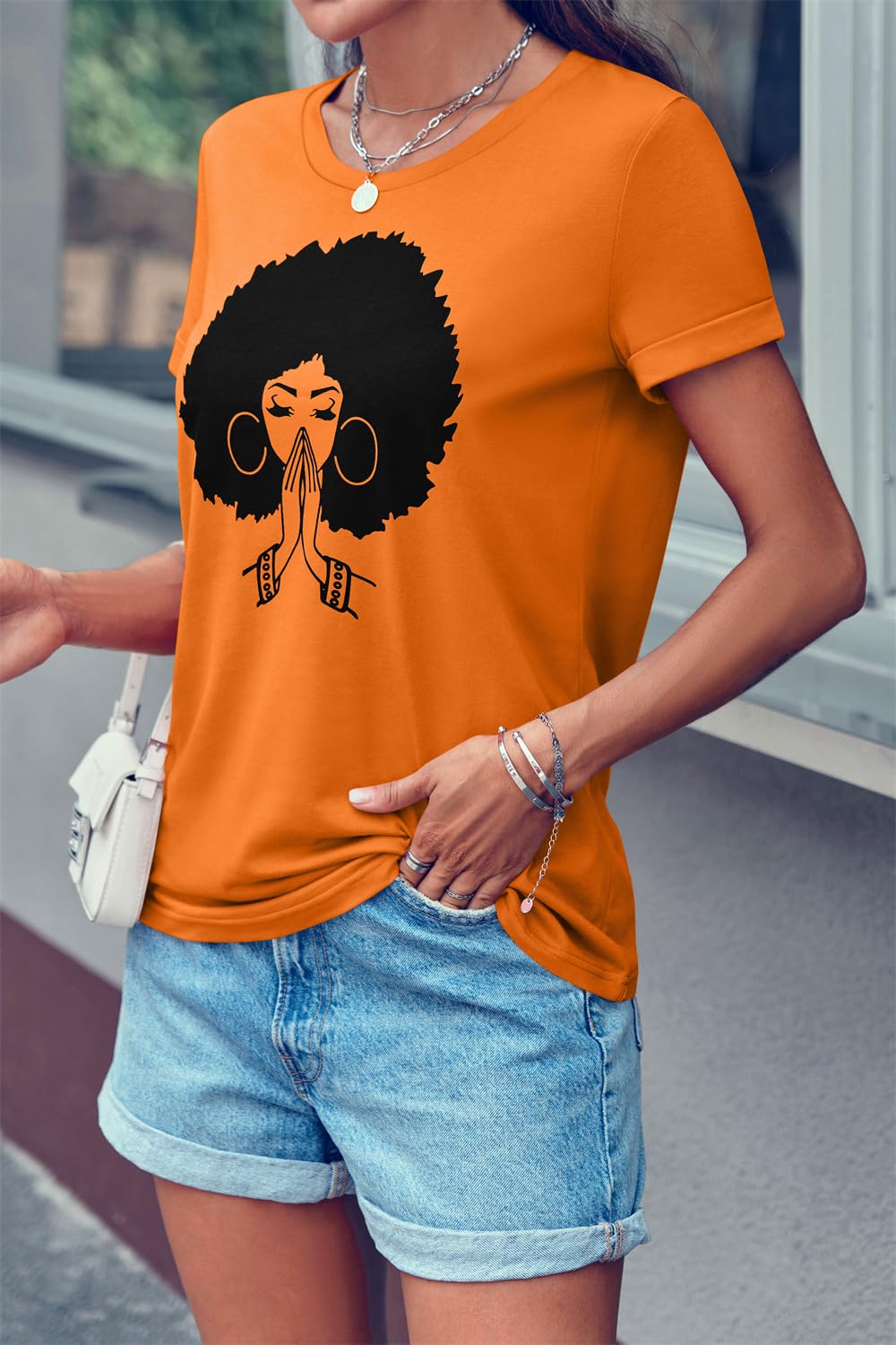 Qianxitang Women's Cute Graphic Print Cotton T-Shirt - Summer Casual Round Neck Short Sleeve Blouse for Everyday Wear & Outings