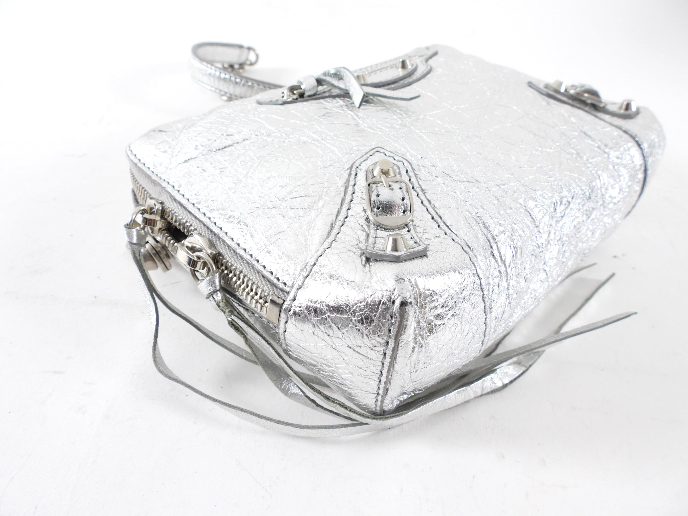 Balenciaga Silver Metallic Reporter Chain Crossbody Bag for Women - Luxury Designer Shoulder Purse for Party, Night Out & Travel