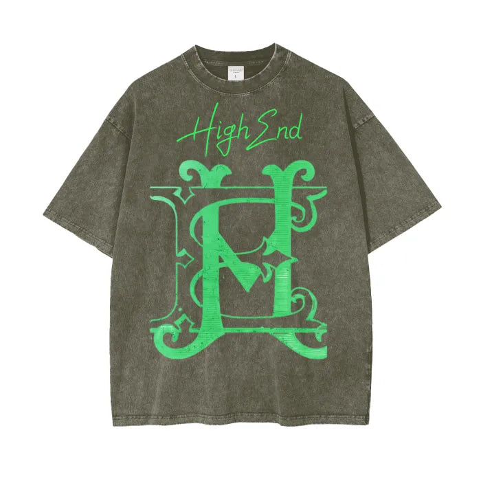 Premium Acid Wash Oversized T-Shirt for Men - 250 GSM High-End Cotton Tee with Brand Label - Casual Streetwear & Layering Essential