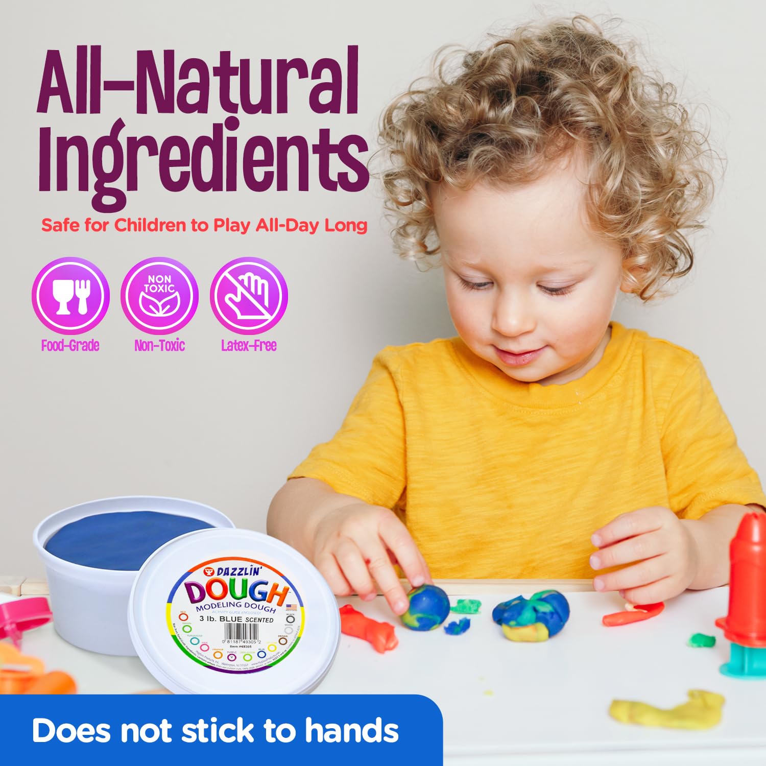 Hygloss Scented Play Modeling Dough 3lb - Non-Toxic & Safe for Kids Arts & Crafts - Easter Basket Stuffer, Party Favors & Classroom Supplies (Blue) - Perfect for Sensory Play, Creative Learning & Holiday Gift Giving