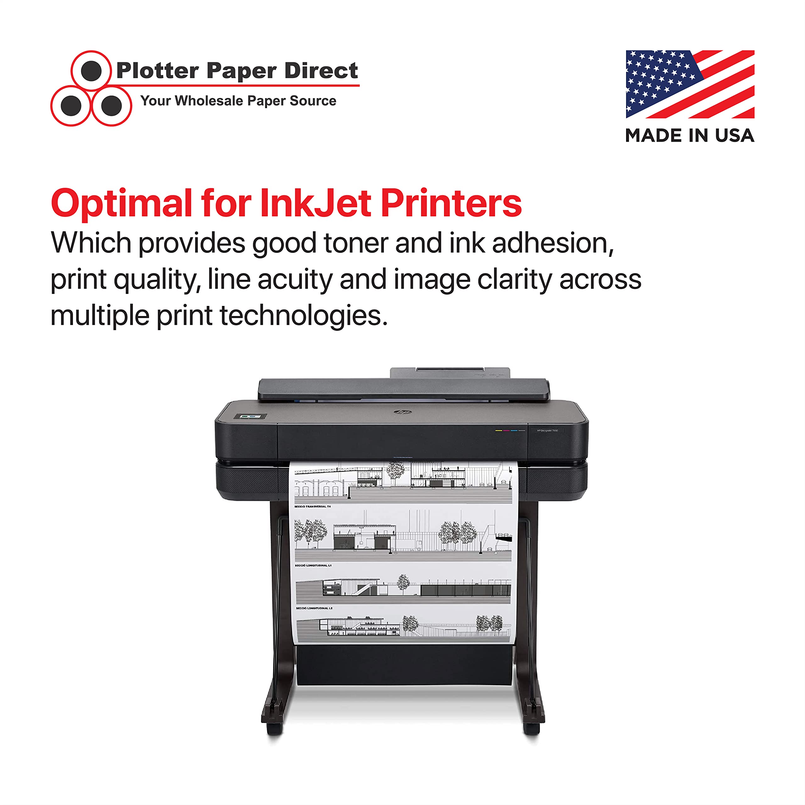 Premium 18lb Translucent Plotter Paper - 4 Rolls, 36