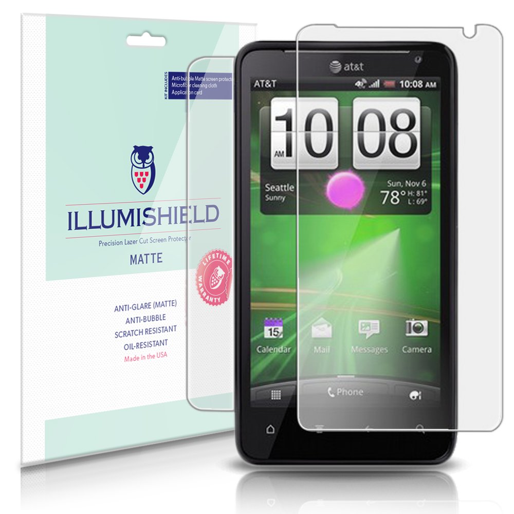iLLumiShield Matte Screen Protector for HTC Vivid - 3 Pack Anti Glare, Anti Bubble, Anti Fingerprint PET Film - Perfect for Office, Gaming & Outdoor Use