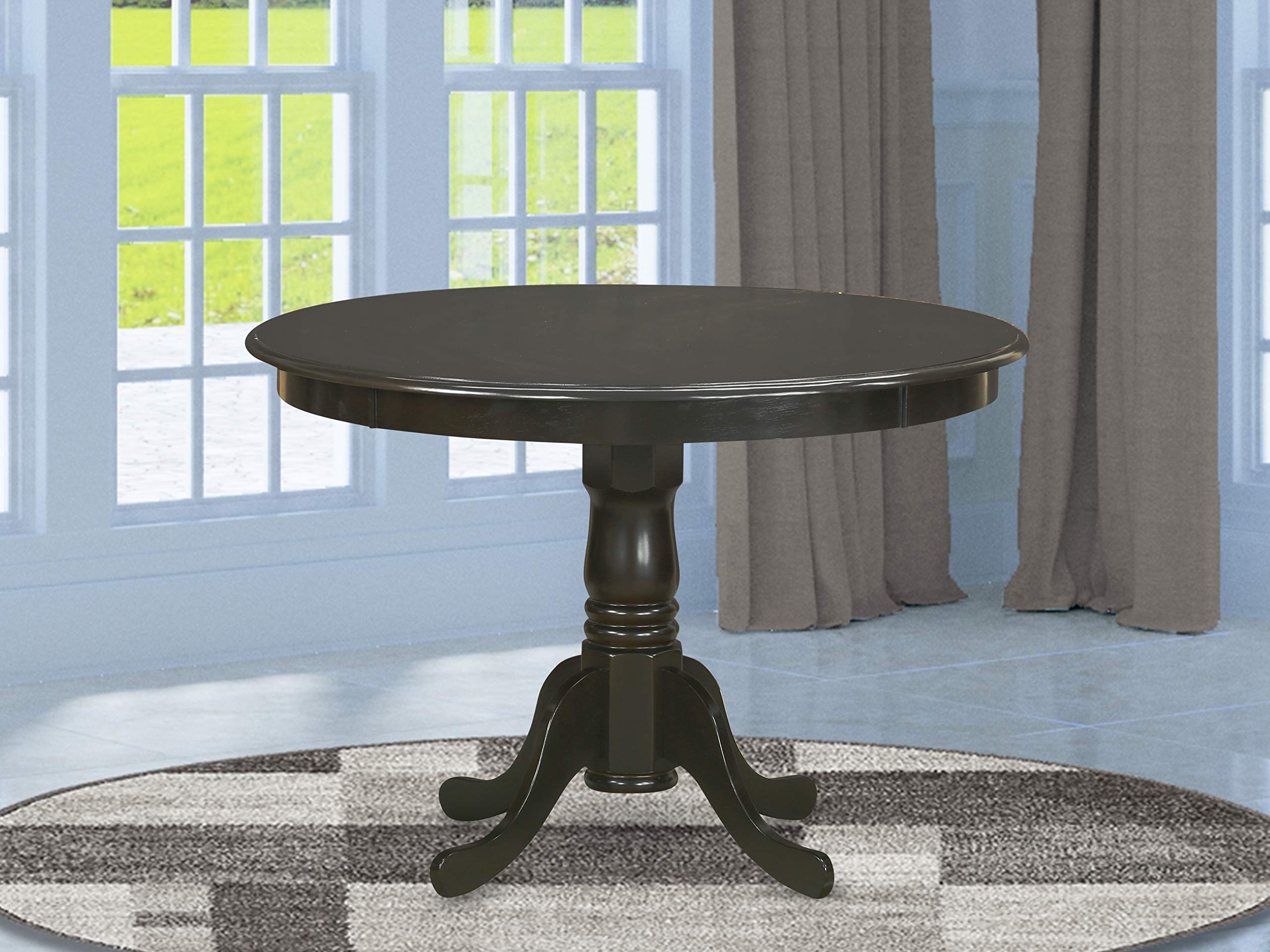 Hartland 42x42 Inch Round Dining Table with Pedestal Base in Cappuccino - Perfect for Kitchen, Breakfast Nook & Small Space Dining - East West Furniture HLT-CAP-TP