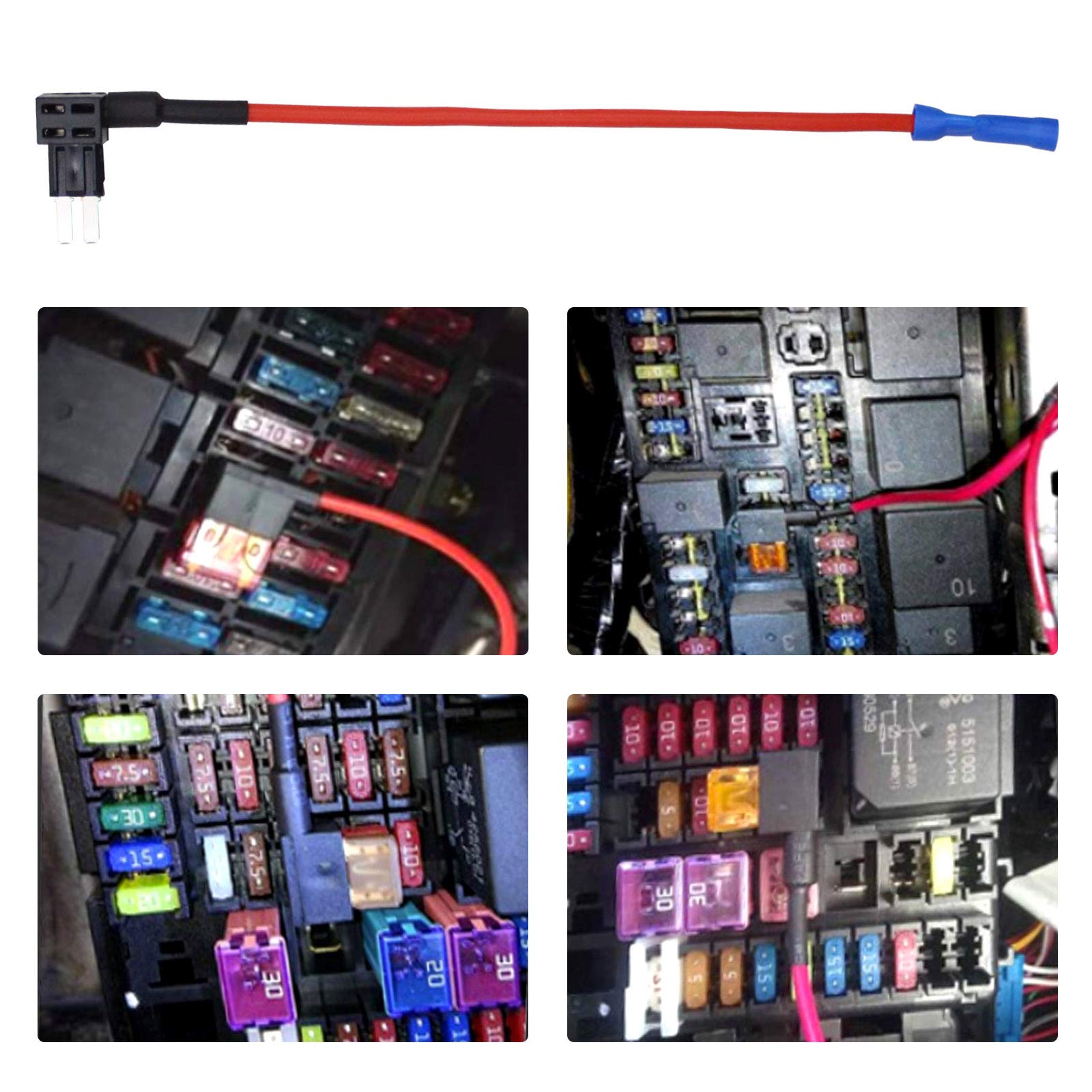 10 Pack 12V Car Add-A-Circuit Fuse Tap Adapter - Micro II & Micro 2 APT/ATR Blade Fuse Holder with 10A/15A/20A Fuses - Compatible with Cars, Trucks, Boats - Perfect for Audio Systems, LED Lights & Accessories Installation