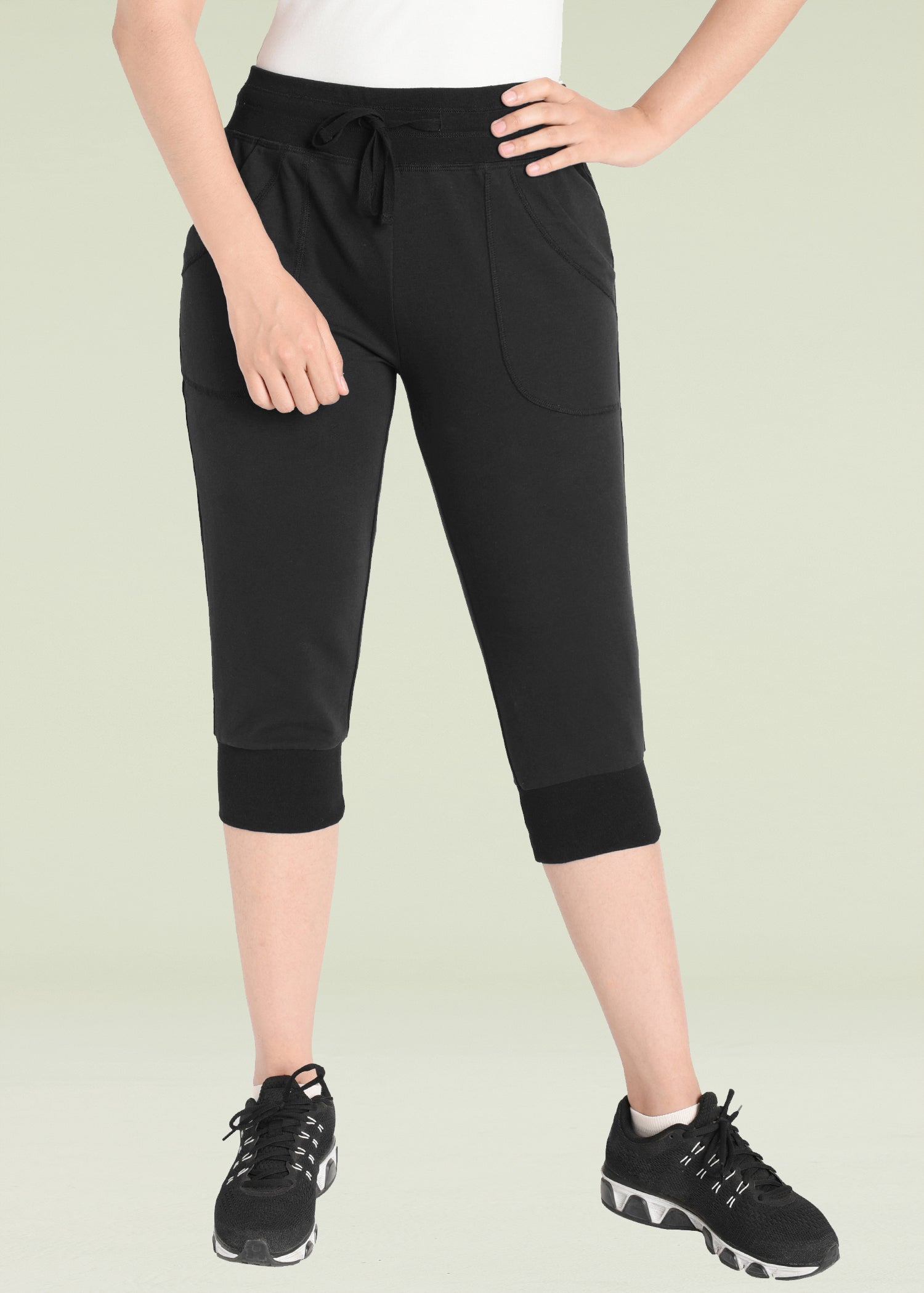 Women's Cotton Sweatpants with Pockets - Soft Jersey Capri Pants for Yoga, Lounge & Casual Wear - Comfortable Elastic Waist Joggers for Women