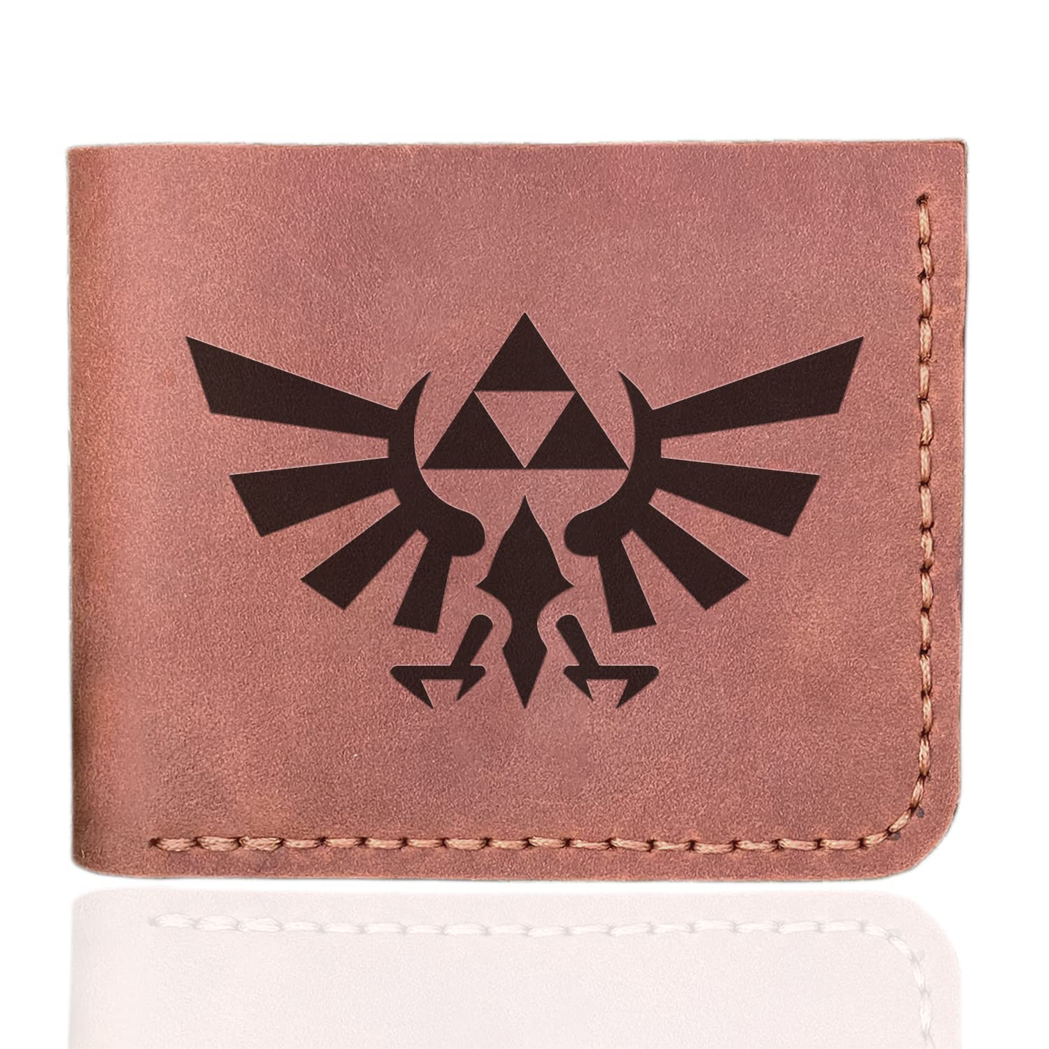 Legend of Zelda Triforce Leather Wallet for Men - Handmade Crazy Horse Leather Personalized Wallet - Unique Gamer Gift for Him, Father's Day, Husband or Boyfriend - Perfect for Gaming Enthusiasts & Collectors