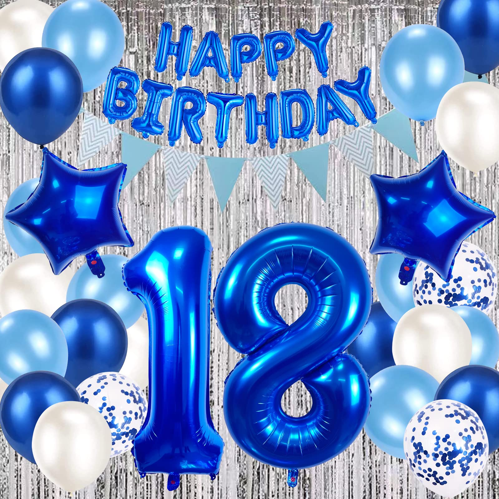 18th Birthday Party Decorations Set - Navy Blue & Gold Happy 18th Birthday Balloons Kit for Boys, Girls & Adults | Perfect for Milestone Celebrations, Graduation Parties & Coming of Age Events