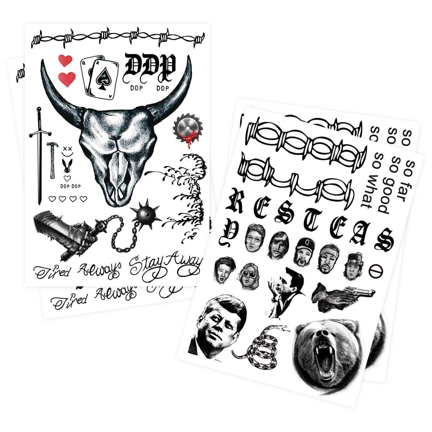 Temporary Fake Face Tattoos for Halloween - Waterproof & Realistic Body Art for Costume Parties, Cosplay & Festive Events