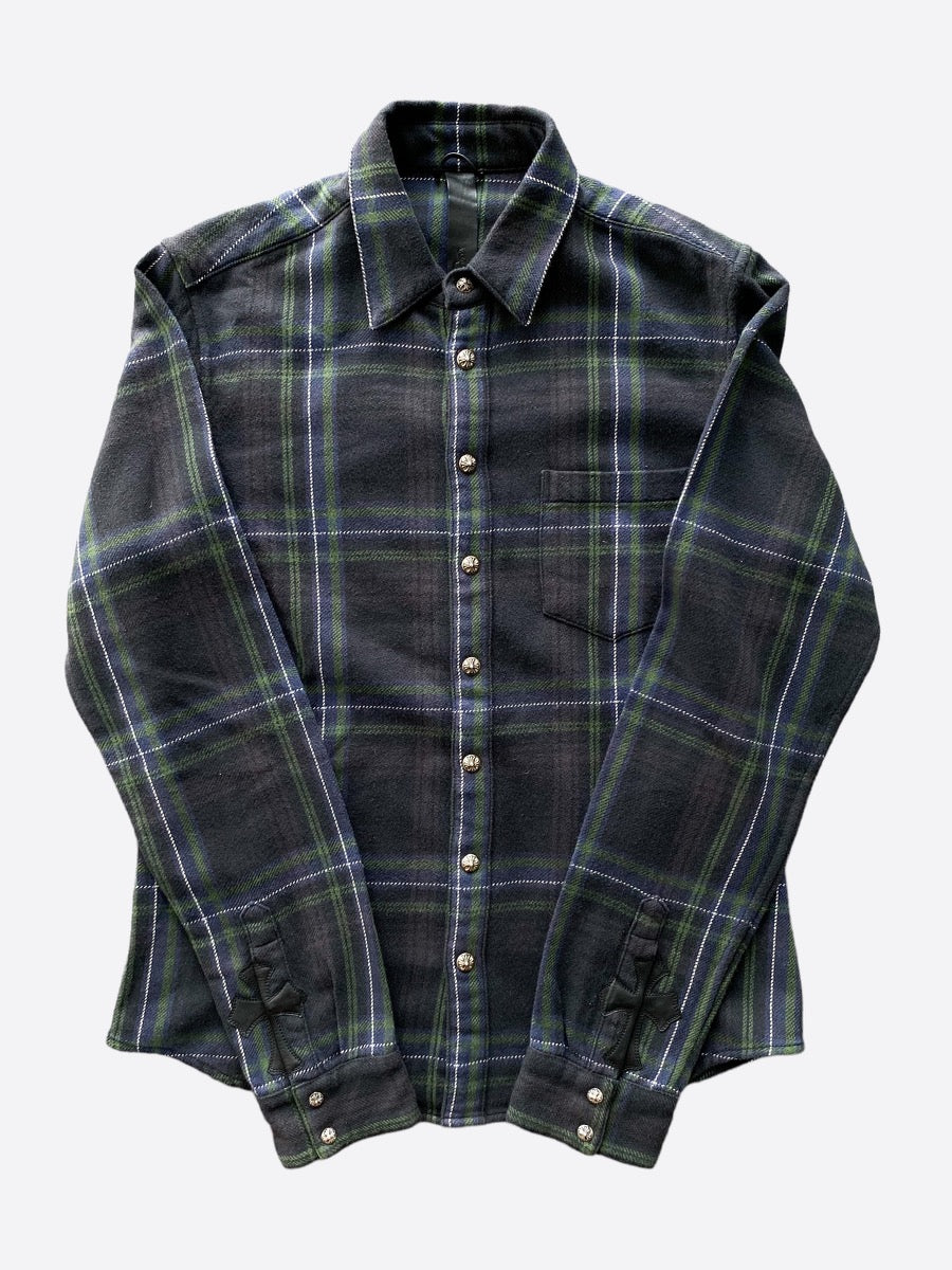 Chrome Hearts Cross Patch Flannel Shirt - Gothic Punk Fashion for Men & Women - Perfect for Concerts, Streetwear & Layering Outfits