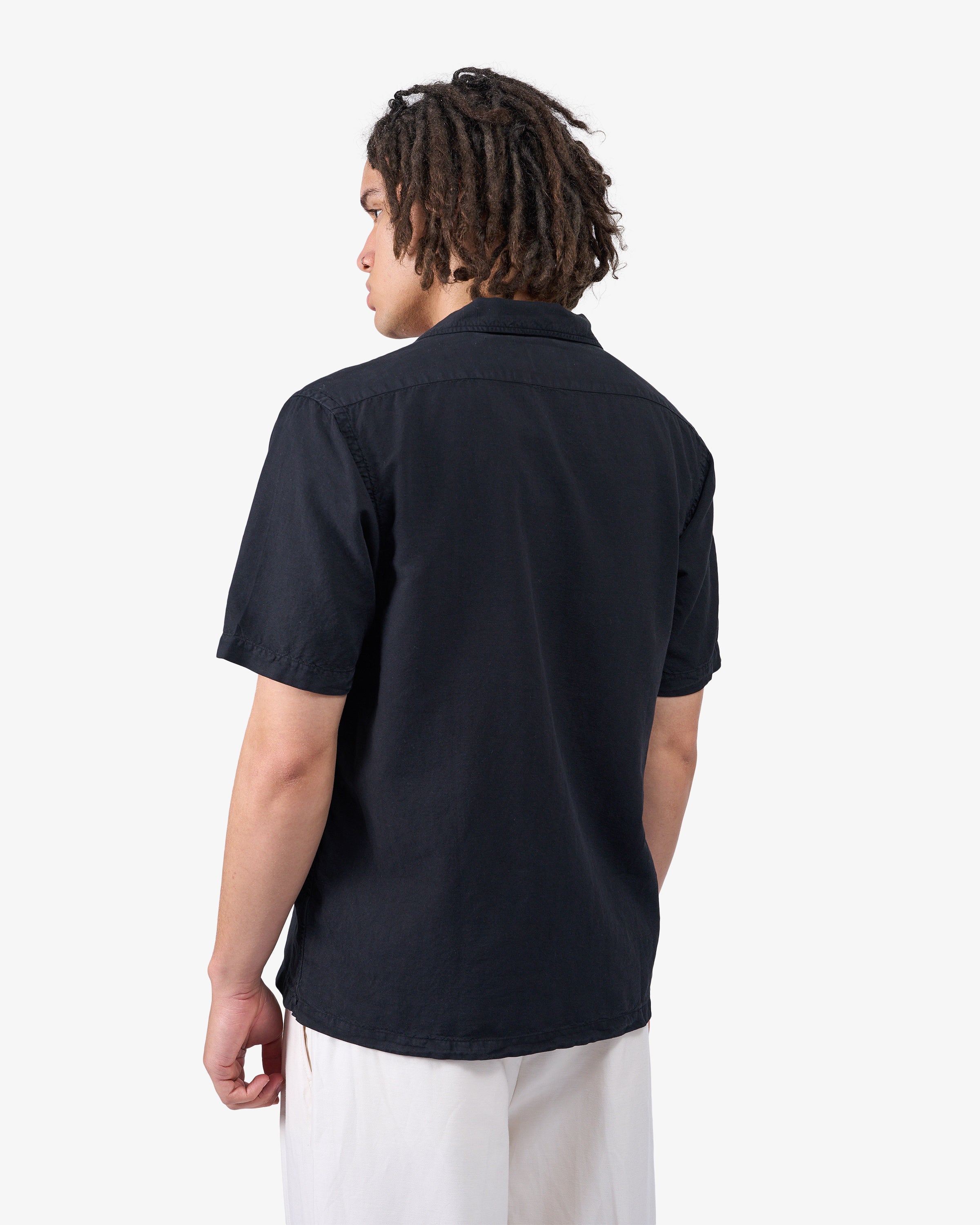 Premium Linen Short Sleeve Shirt for Men - Breathable & Comfortable Summer Casual Wear in Deep Black | Perfect for Beach, Vacation & Outdoor Activities