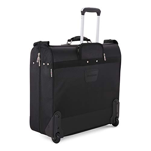 SWISSGEAR Full-Size Effortless Folding Wheeled Garment Bag - Rolling Travel Luggage for Men & Women (Black) | Perfect for Business Trips, Weddings & Air Travel