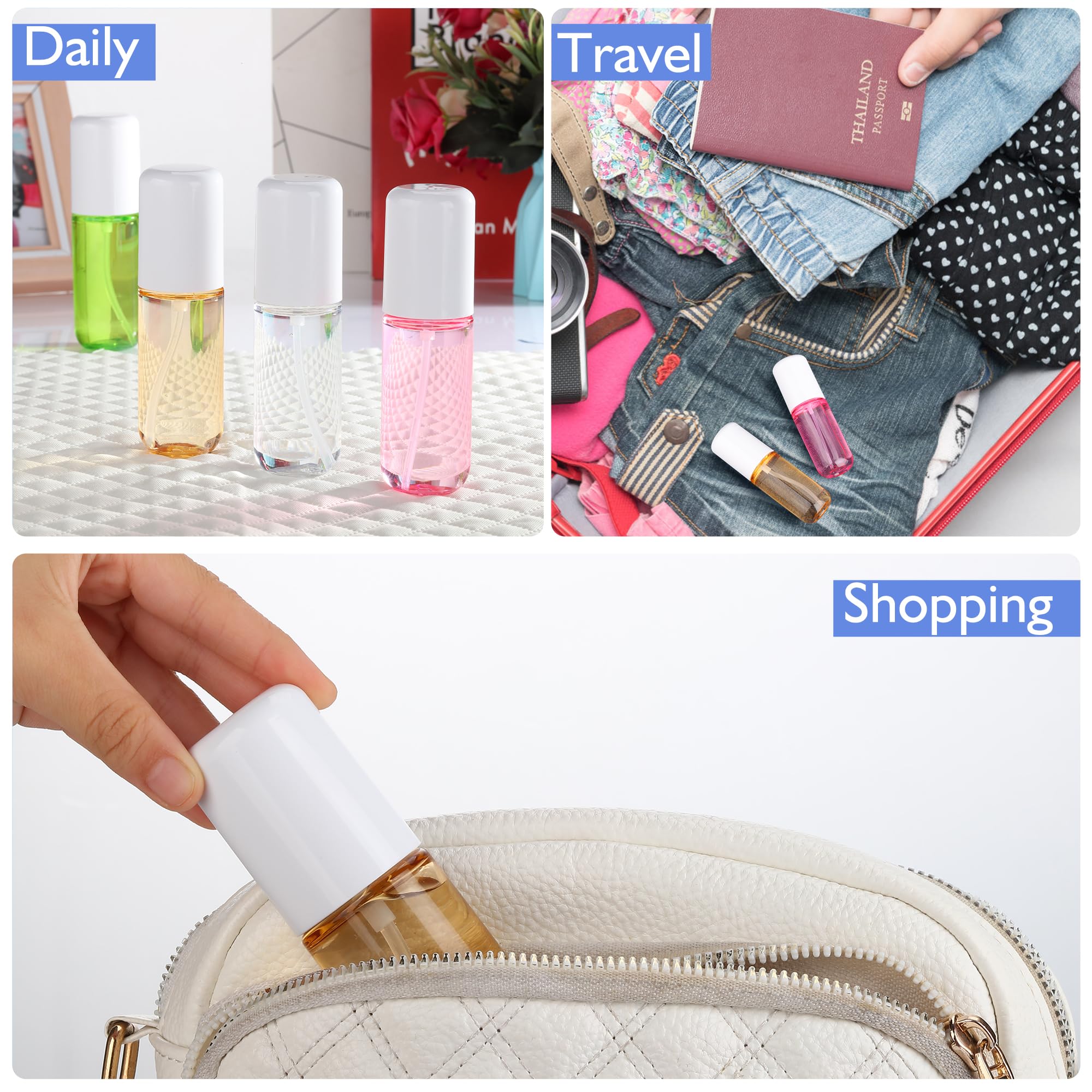 1.35oz/40ml Fine Mist Travel Spray Bottles - Refillable Mini Plastic Spray Bottle Set for Toiletries, Perfume & Skincare - Perfect for Travel, Gym & Daily Use