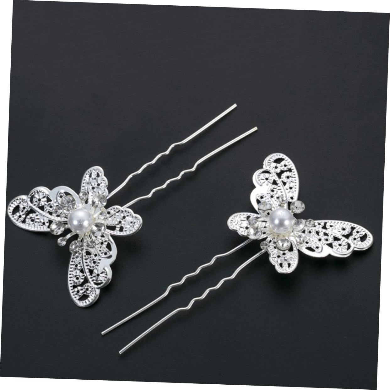 OSALADI 12pcs Rhinestone Pearl Hair Pins - Bridal Hair Accessories Set with Butterfly Design for Wedding, Prom & Special Occasions | Decorative Hair Clips for White Dresses & Updos