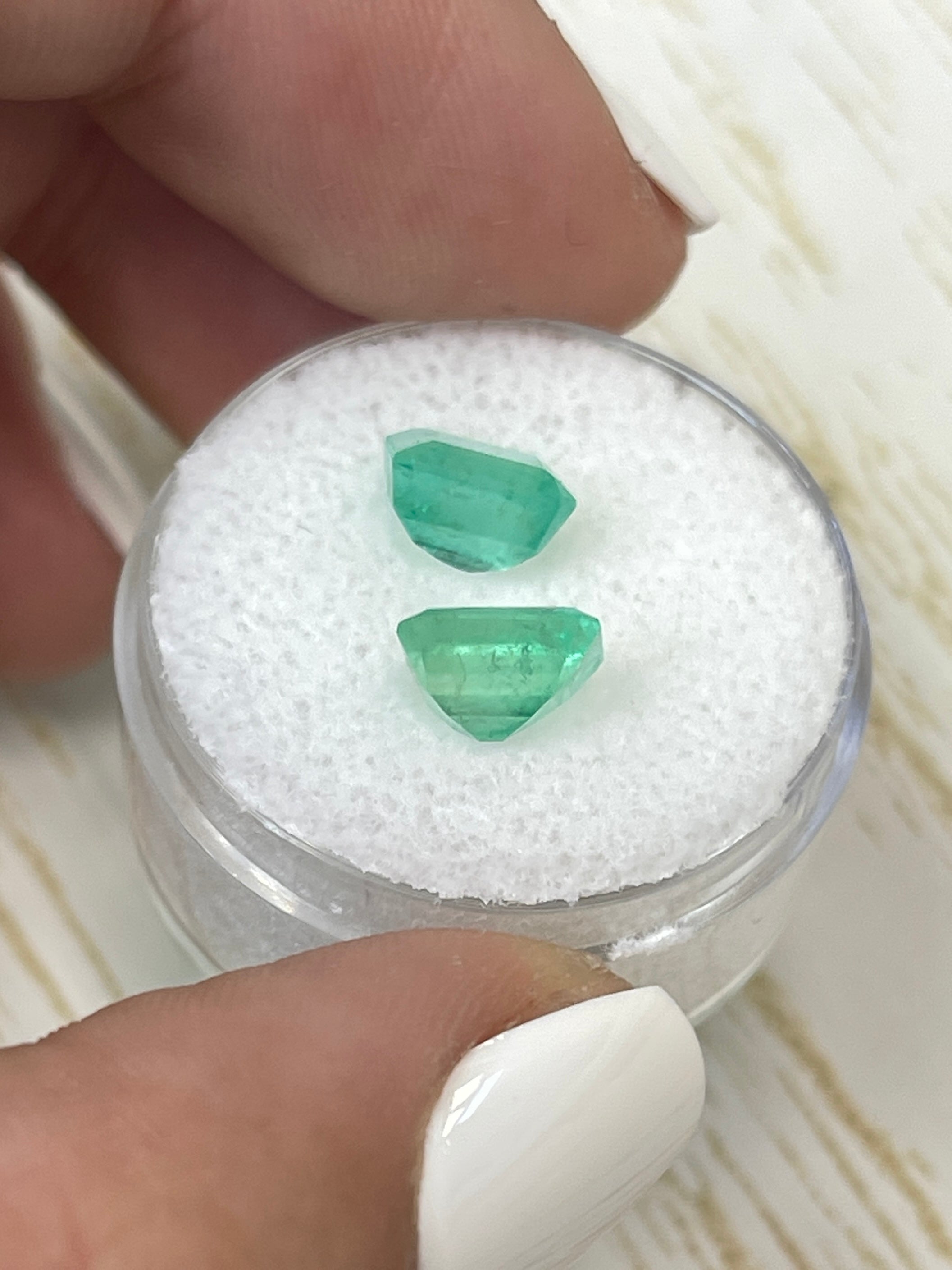 3.22tcw 7.5x6mm Matching Pair of Loose Colombian Emerald Gemstones - Emerald Cut, Natural Green Color for Jewelry Making, Engagement Rings & Fine Collections