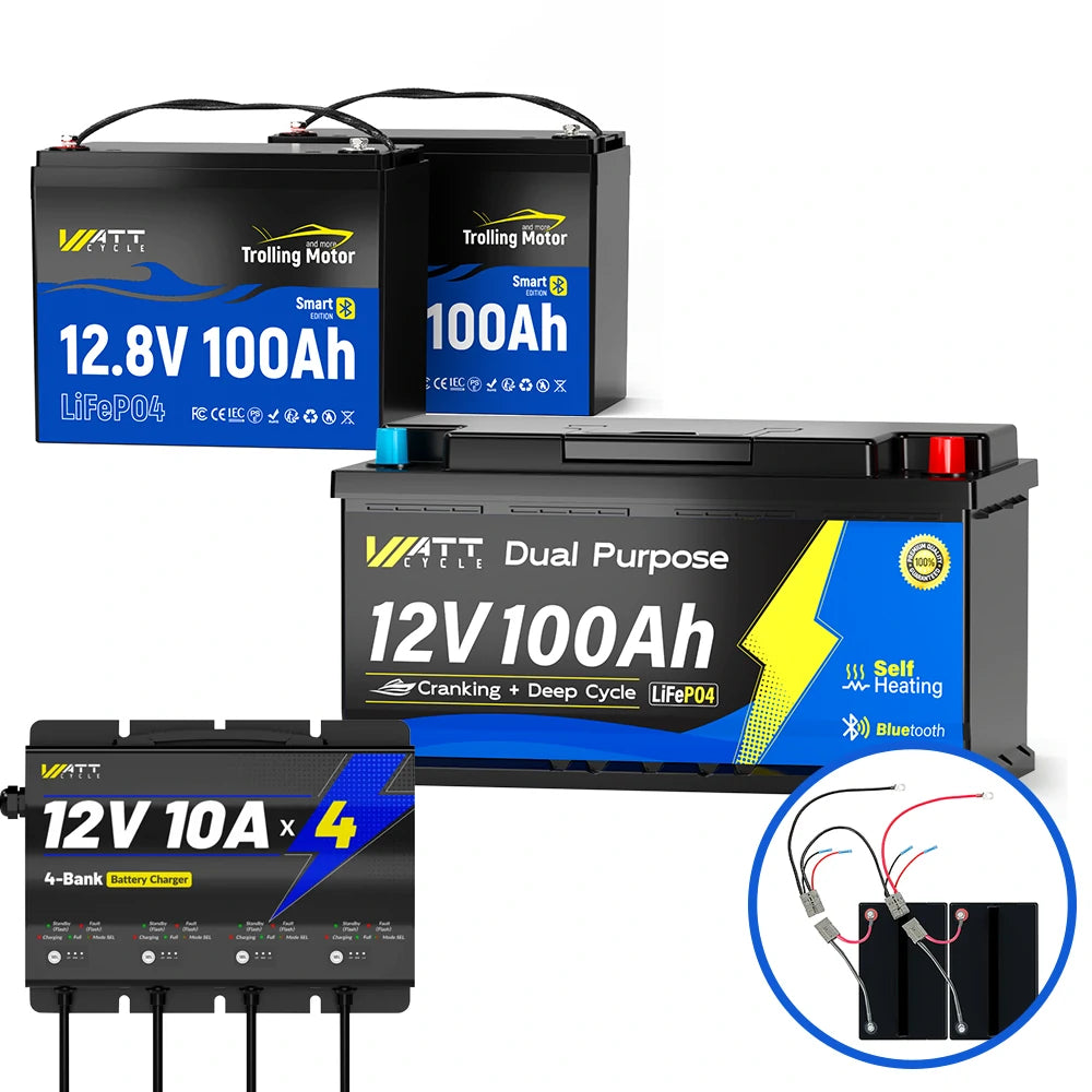 24V 100Ah LiFePO4 Deep Cycle Battery for Trolling Motors - Rechargeable Lithium Iron Phosphate Marine Battery Kit for Boats, Kayaks, and Fishing - Perfect for Long-Lasting Power on Water Adventures