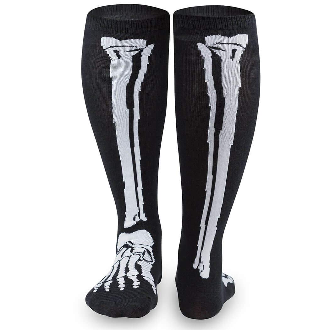 Halloween Skeleton Knee High Running Socks - Half Cushioned Athletic Socks for Men & Women by Gone For a Run (One Size) - Perfect for Costume Running, Jogging, and Halloween Workouts