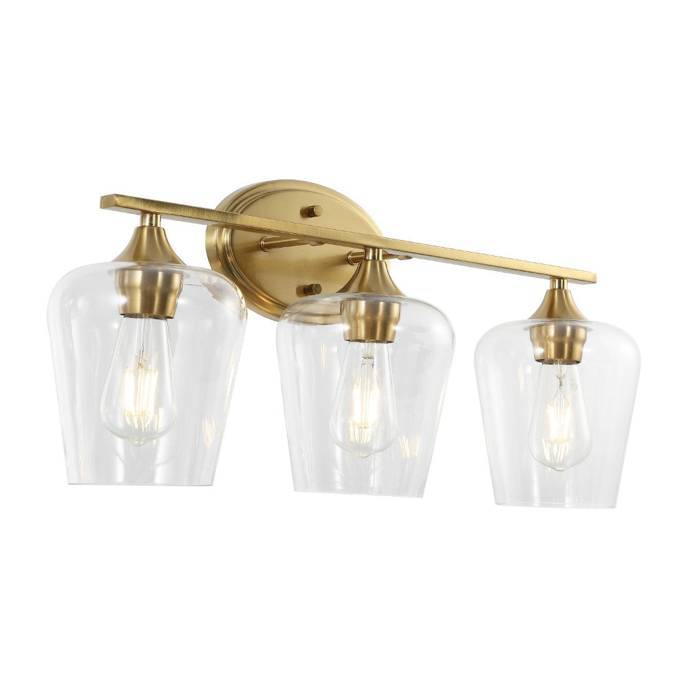 Rustic LED Vanity Light with Iron and Glass - Jayne Cottage Style for Bathroom, Bedroom, or Dressing Room Makeup Area