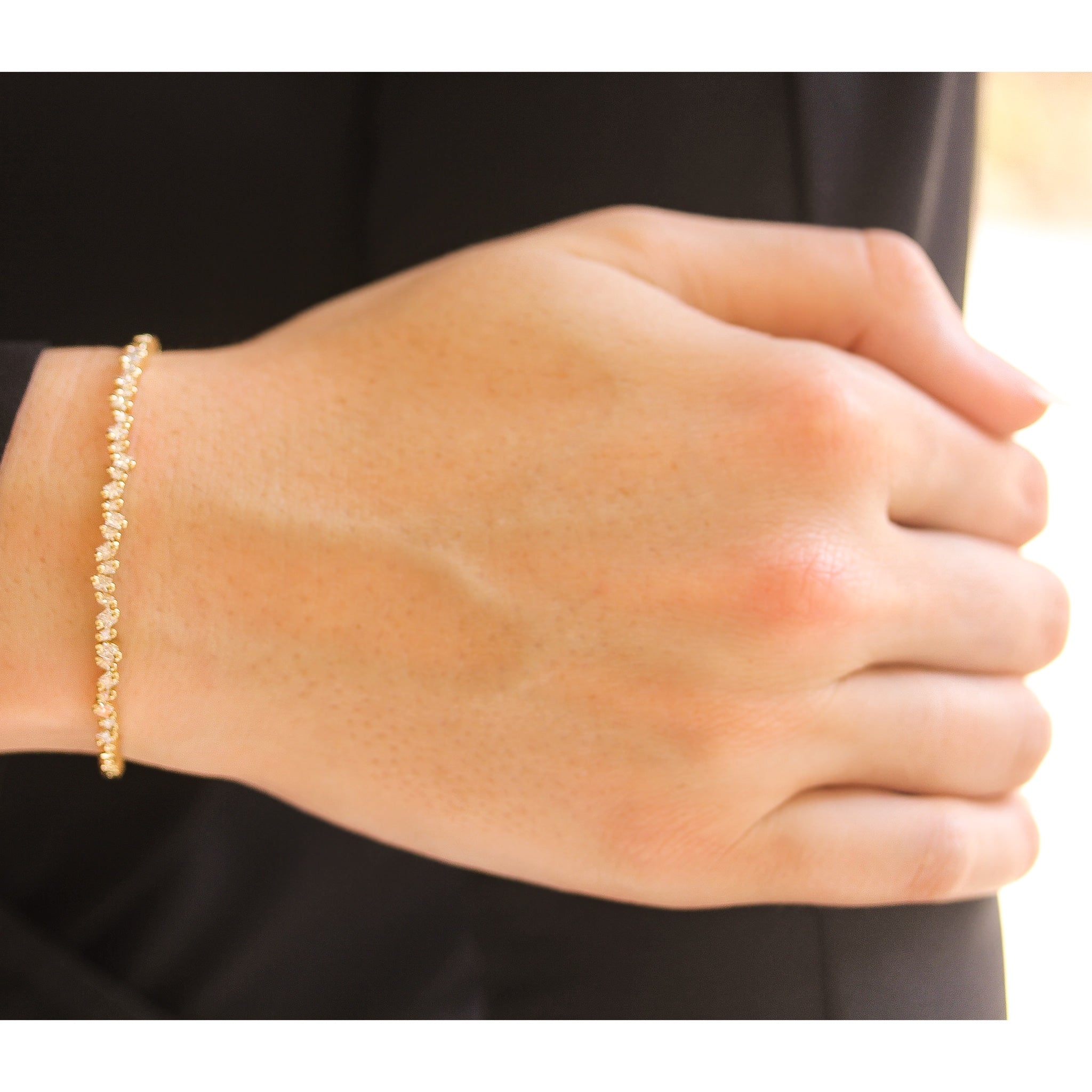 Suzanne Kalan Princess Cut Diamond Tennis Bracelet - 14K White Gold Women's Luxury Bangle for Anniversary, Wedding & Special Occasion Gifts