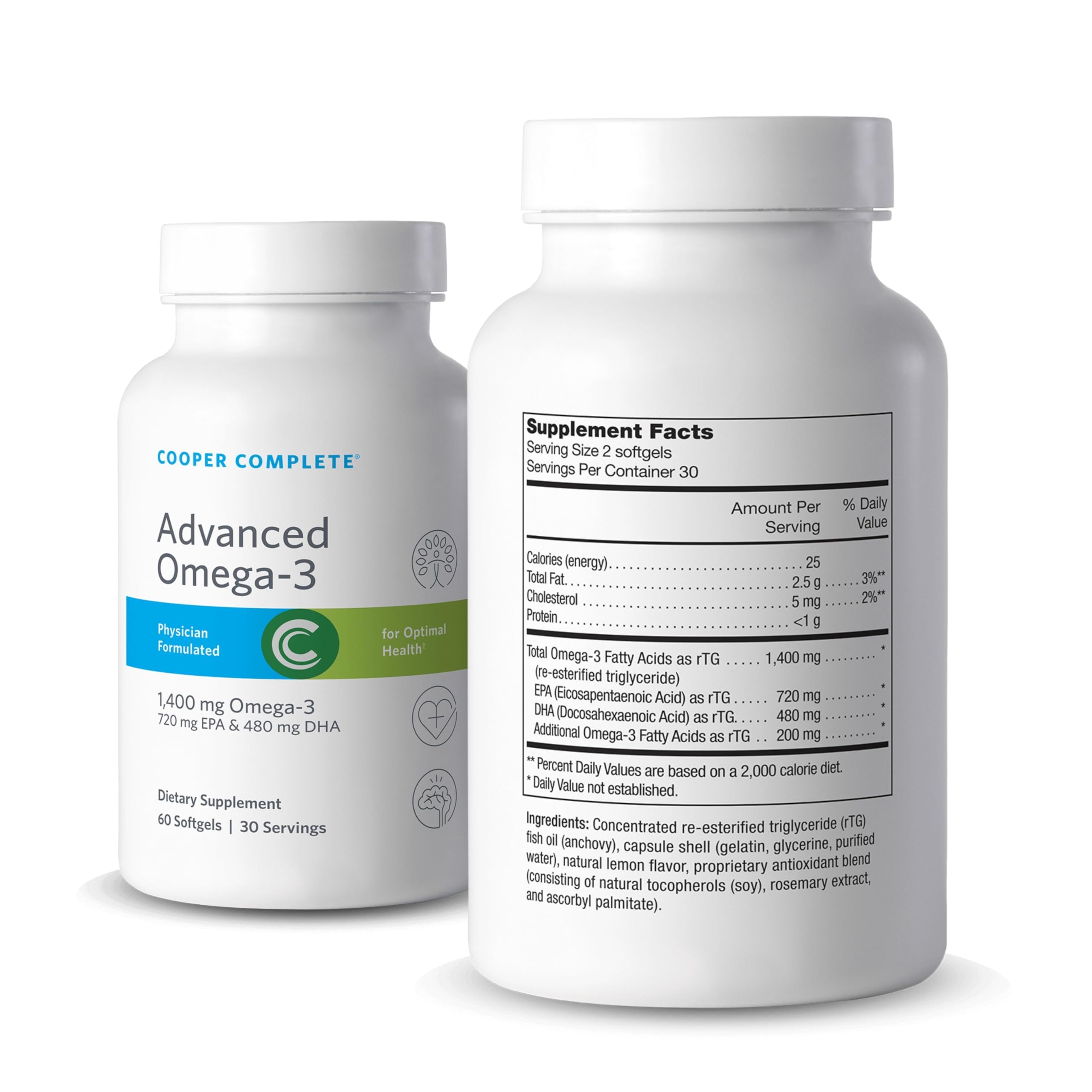 Cooper Complete Advanced Omega 3 Fish Oil Supplement - 1400mg EPA & DHA Fatty Acids per Serving - 60 Softgels per Bottle (Pack of 4) - Supports Heart, Brain & Joint Health - Ideal for Daily Wellness & Active Lifestyle