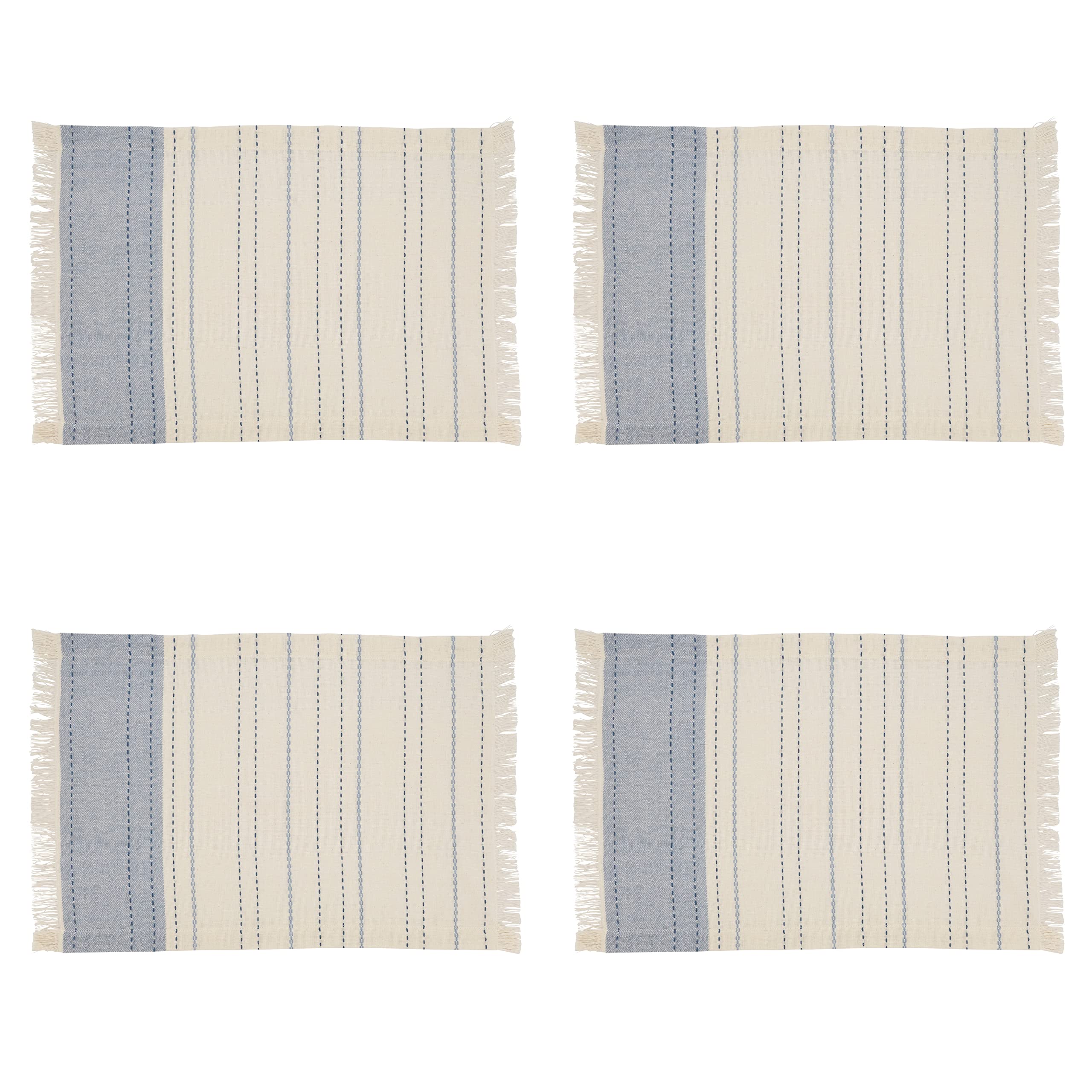 Premium Striped Dobby Placemats Set of 4 - Elegant Table Setting for Dining Room, Kitchen, and Holiday Decor - Washable & Durable Table Mats for Everyday Use