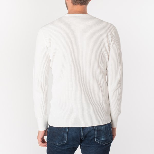 Iron Heart IHTL 1301 Waffle Knit Long Sleeve Crew Neck Thermal Shirt for Men - White | Warm Winter Base Layer for Outdoor Activities & Casual Wear