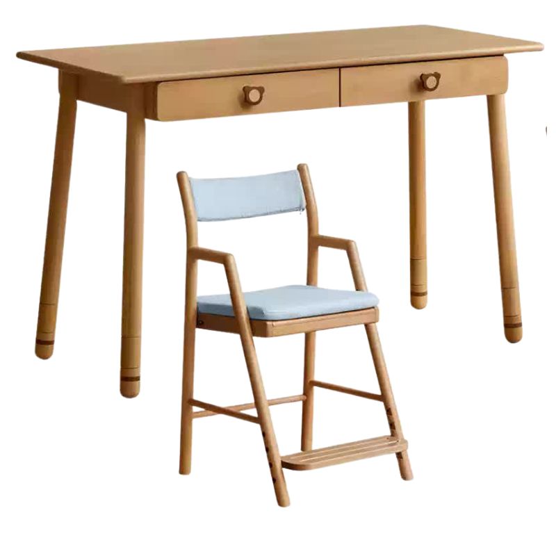 Solid Wood Kids Study Desk - Beech & Oak Wooden Children's Writing Table for Homework & Drawing | Perfect for Bedroom, Homeschool & Classroom Use