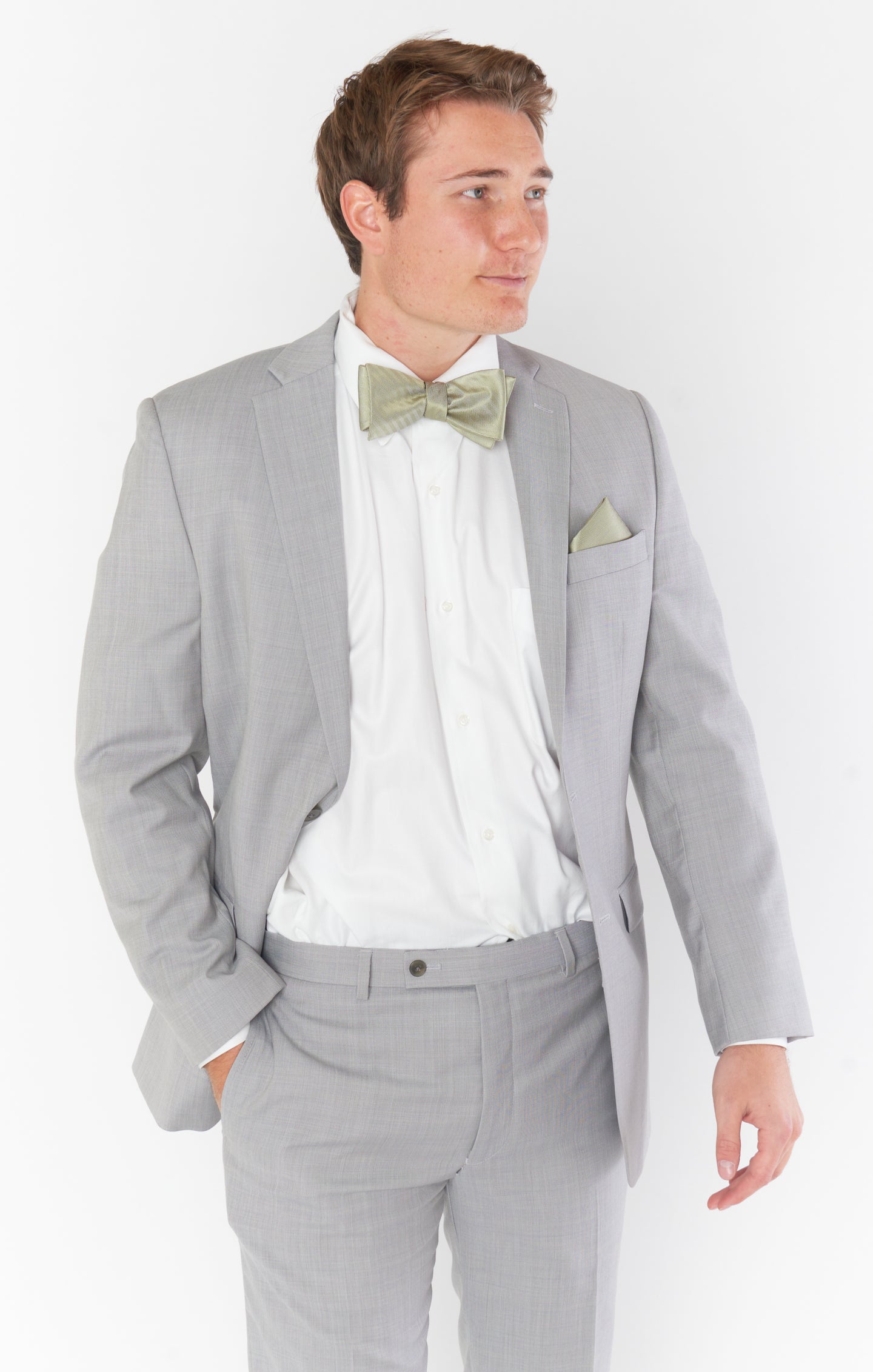 Josh Men's Moss Green Solid Bow Tie - Classic Necktie for Weddings, Prom & Formal Events
