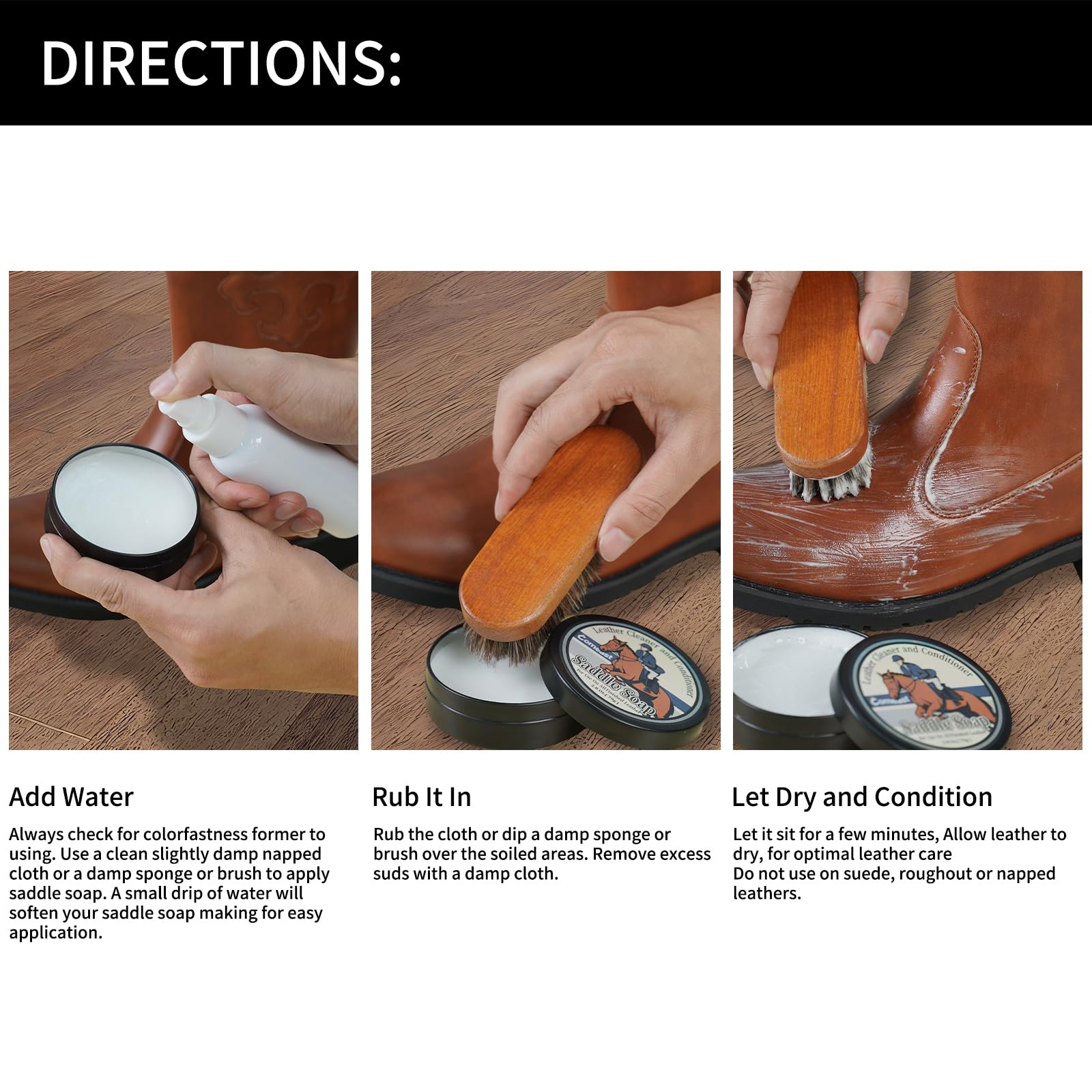 Premium Leather Saddle Soap 2.8 Oz - Deep Cleaning & Conditioning Treatment for Leather Care - Softens, Moisturizes & Protects Leather Goods - Ideal for Car Seats, Couches, Shoes, Boots, Bags & Saddles | Restores & Maintains Leather Quality for Long-Lasting Use