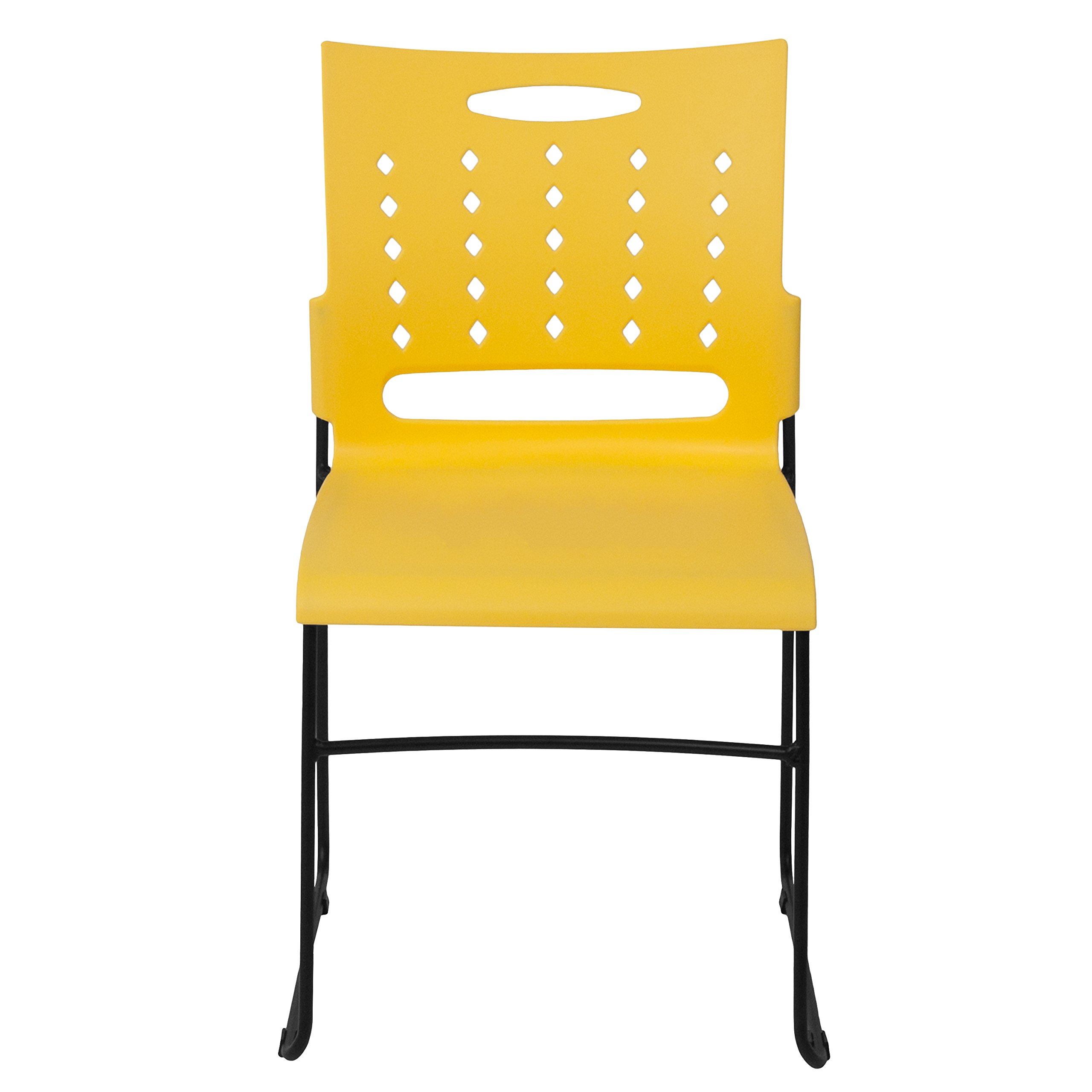 Flash Furniture 5-Pack HERCULES Series 881 lb. Capacity Yellow Sled Base Stackable Chairs with Air-Vent Back - Heavy Duty Stacking Chairs for Events, Classrooms & Conference Rooms