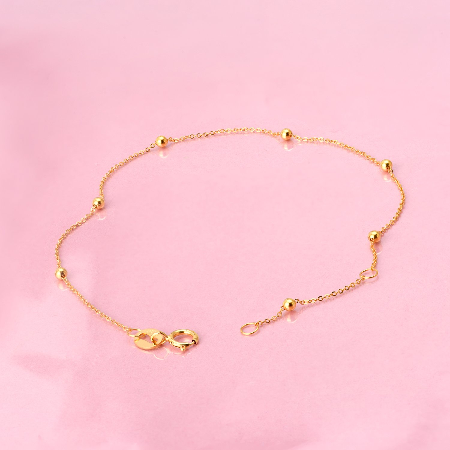14K & 18K Solid Gold Bracelets for Women - Dainty Beaded Chain Bracelet - Perfect for Everyday Wear, Gifts & Special Occasions