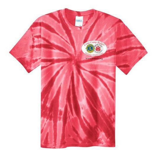 Lions Camp Badger Tie Dye T-Shirt with Color Logo - Soft Cotton Graphic Tee for Summer Camp, Music Festivals & Casual Wear
