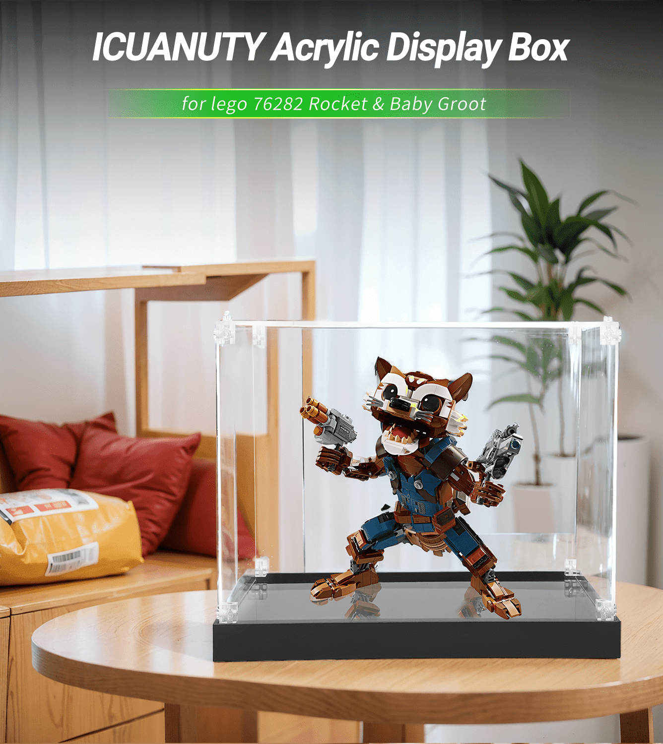 LEGO Rocket & Baby Groot 76282 Display Case - Premium Acrylic Showcase for Collectible Building Sets - Perfect for Home Decor, Office Display & Gift Presentation