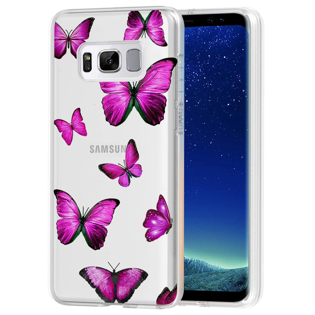 Cute Clear Slim Shockproof TPU Rubber Phone Case for Samsung Galaxy S8 - Butterfly Pattern Protective Cover for Women & Girls | Perfect for Everyday Use, Work & Travel