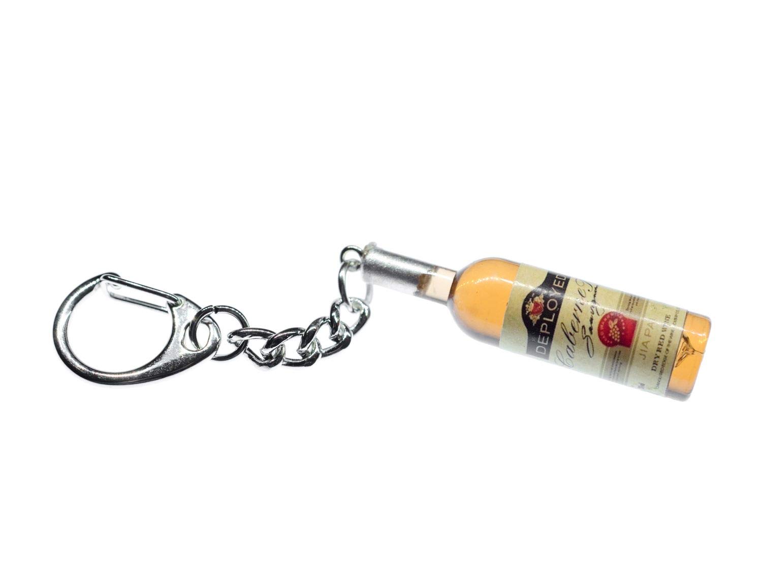 Miniblings 48mm Wine Bottle Keychain - Light Brown Key Pendant Keyring for Wine Lovers, Bartenders & Gift Giving