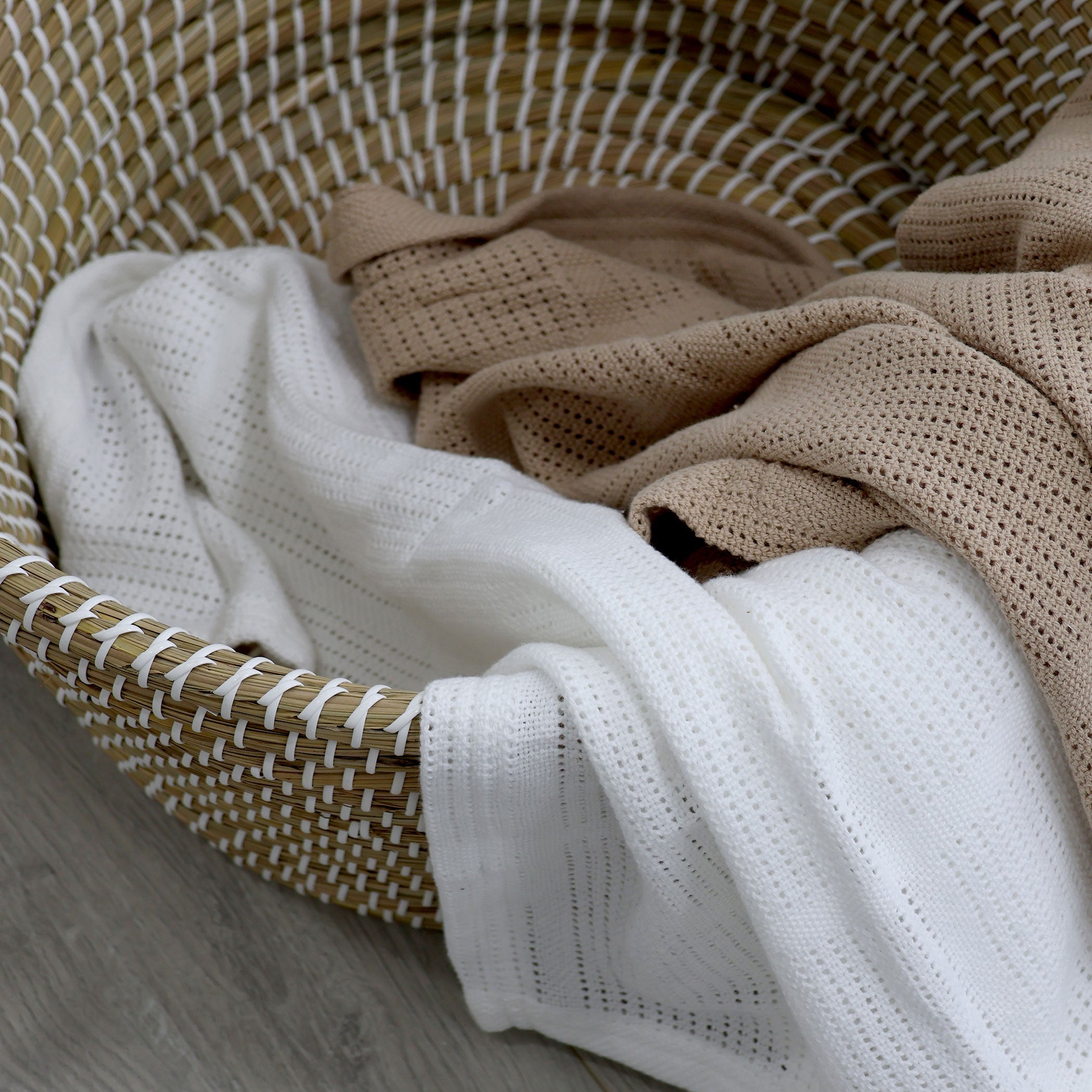 Organic Cotton 2-Pack Baby Cellular Blankets - Breathable & Soft for Newborns & Toddlers - Perfect for Nursery, Stroller & Car Seat - Chestnut Brown