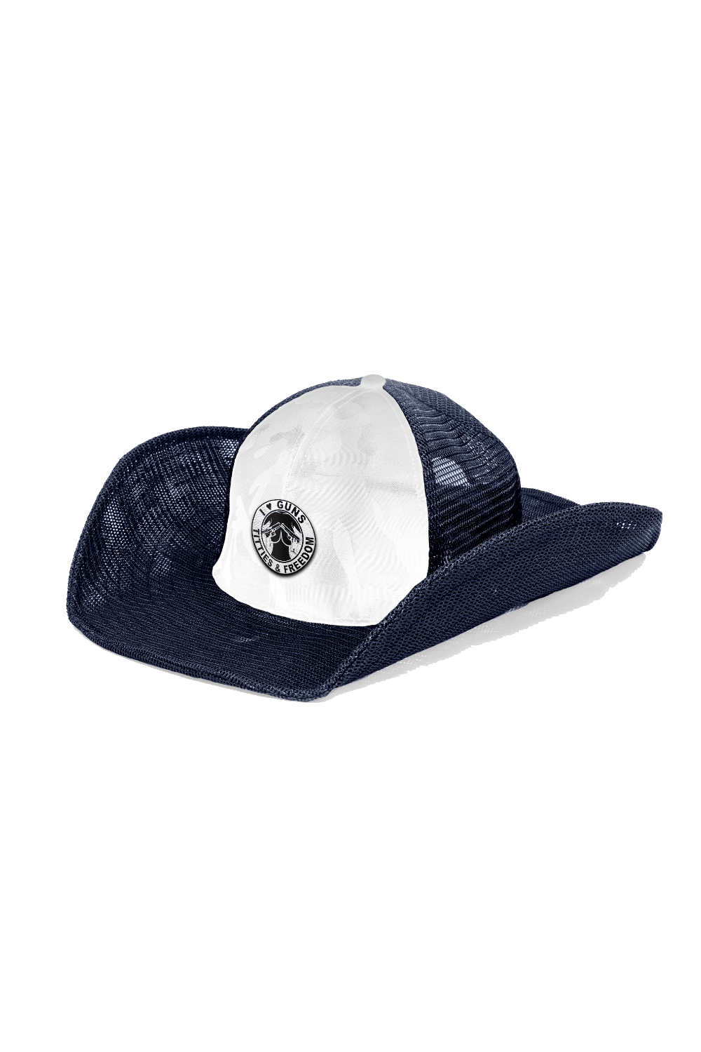 WHITE CAMO W/ NAVY MESH