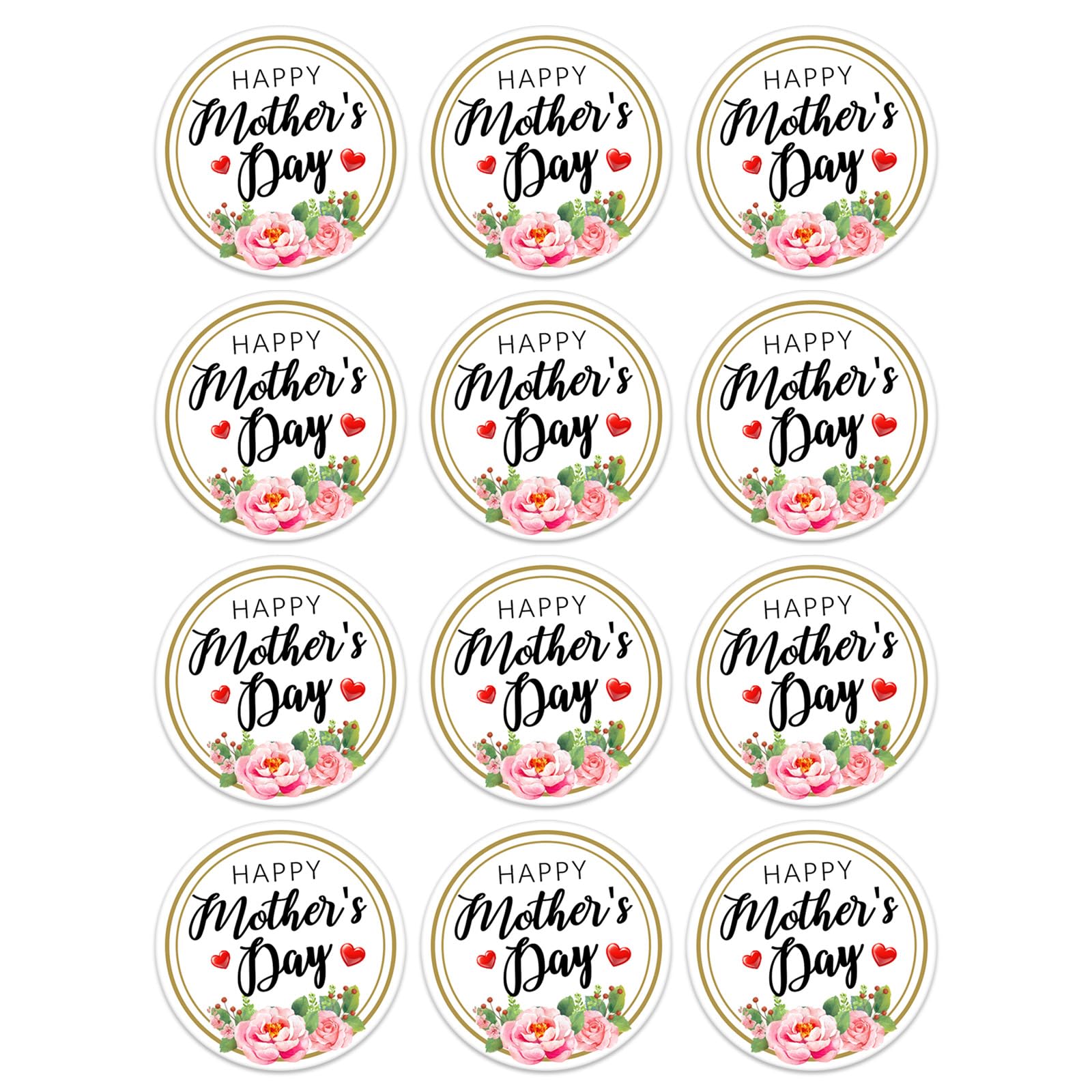 24PCS Happy Mother's Day Stickers - 2 Inch Round Floral Gift Labels for Kids, Envelopes, Cards & Party Decor | Perfect for DIY Crafts, Scrapbooking & Mother's Day Celebrations
