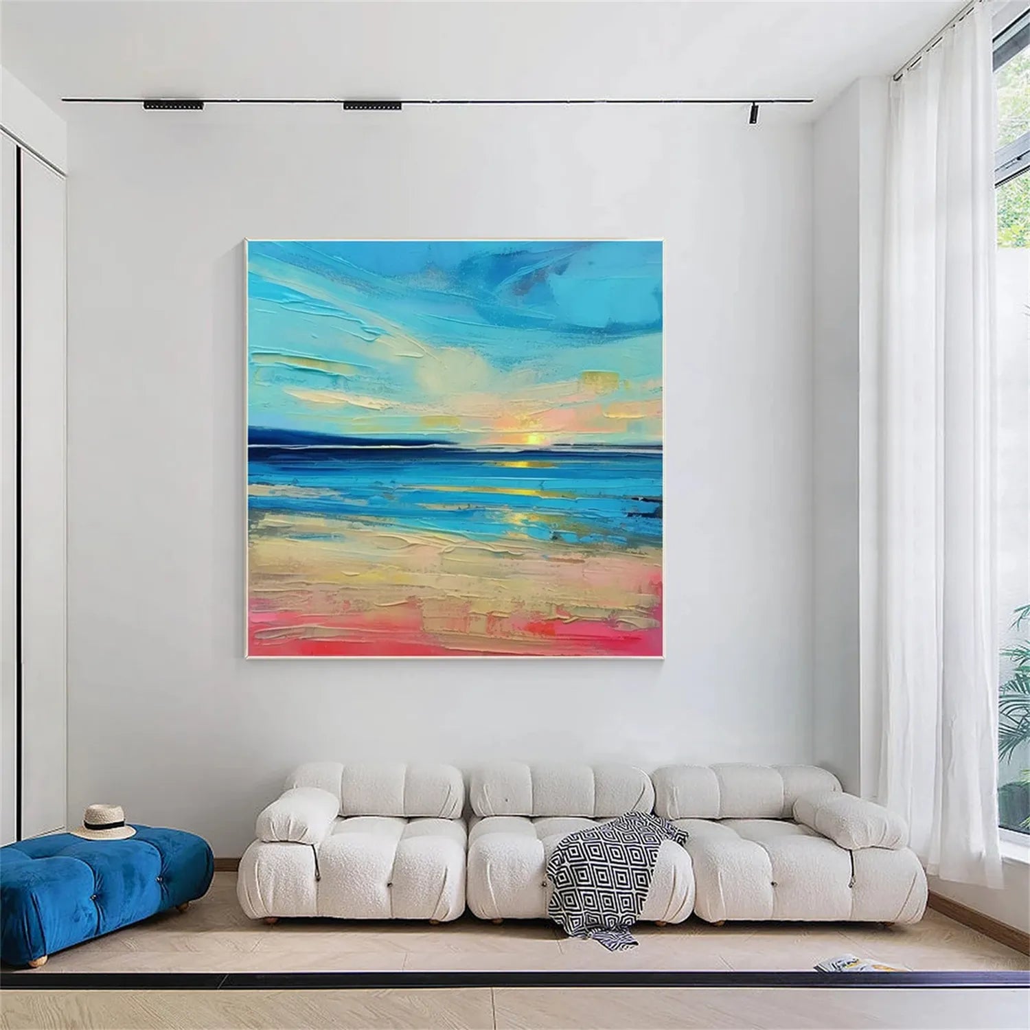 Ocean and Sky Painting #OS 187 - Handmade Canvas Wall Art for Home & Office Decor - Perfect for Living Room, Bedroom, or Office Wall Decoration