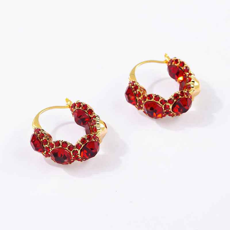 Sparkly Black Crystal Hoop Earrings for Women | 14K Gold Plated Fashion Jewelry Gift | Perfect for Parties, Weddings & Evening Events (Style A7487)