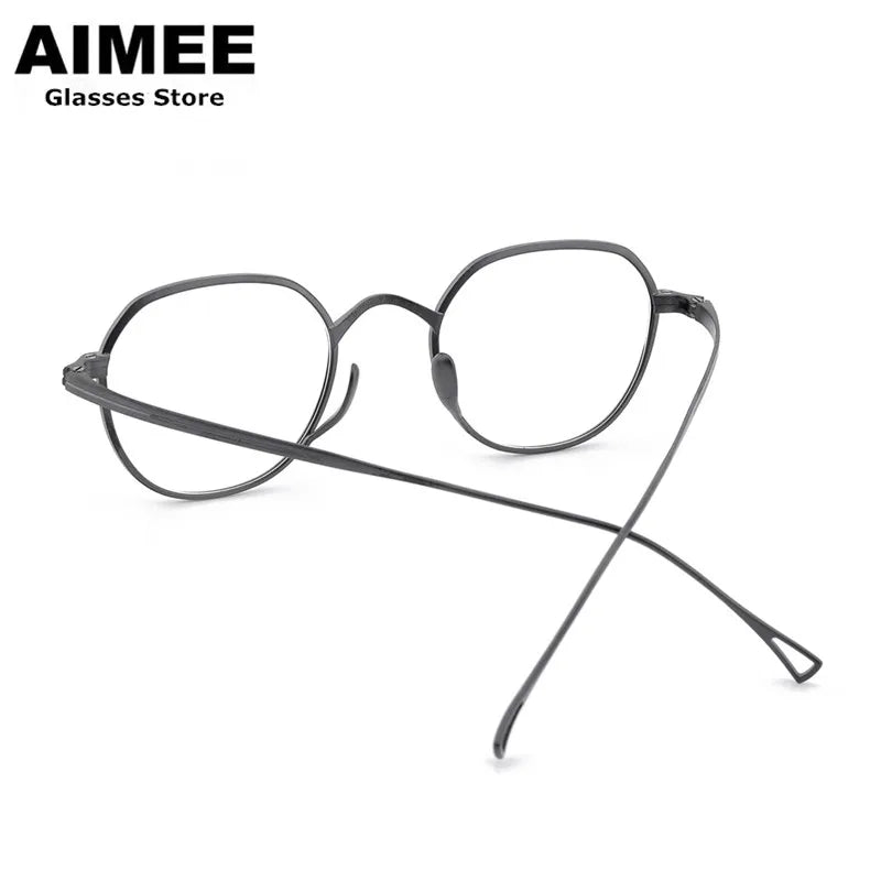Aimee Unisex Full Rim Flat Top Oval Titanium Eyeglasses Frame 141301 - Lightweight Durable Glasses for Work, Reading & Everyday Wear