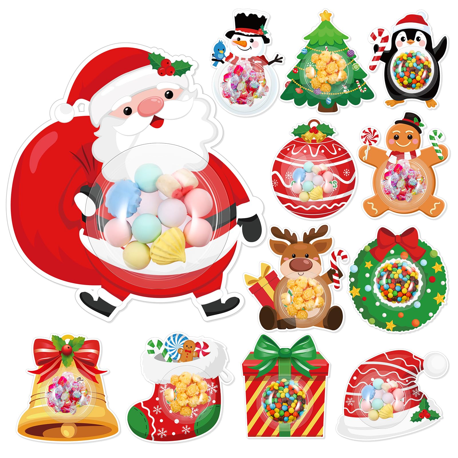 Pasimy 36 Pack Christmas Candy Cards with Clear Dome Shaker - Holiday Greeting Cards with Candy Treats & Chocolate Holder for Family Gatherings, Winter Parties & Xmas Favors (Santa Theme) - Perfect for Gift Exchanges, Classroom Treats & Office Holiday Events