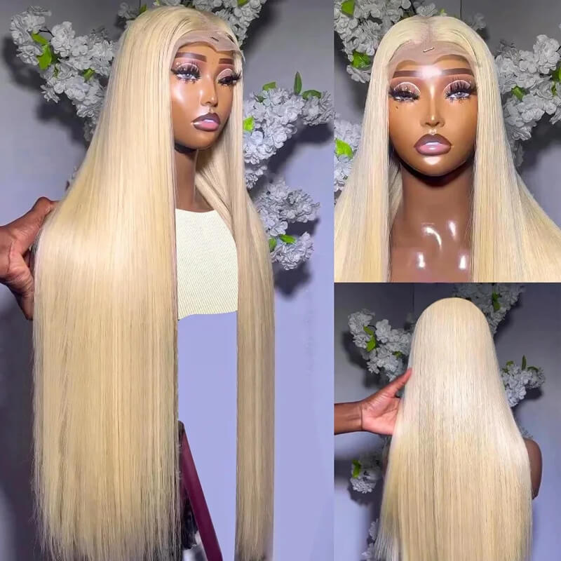 Eullair #613 Blonde Straight Lace Front Wig - Human Hair Transparent Lace Wig Dye Friendly | Perfect for Cosplay, Daily Wear & Party Hairstyles