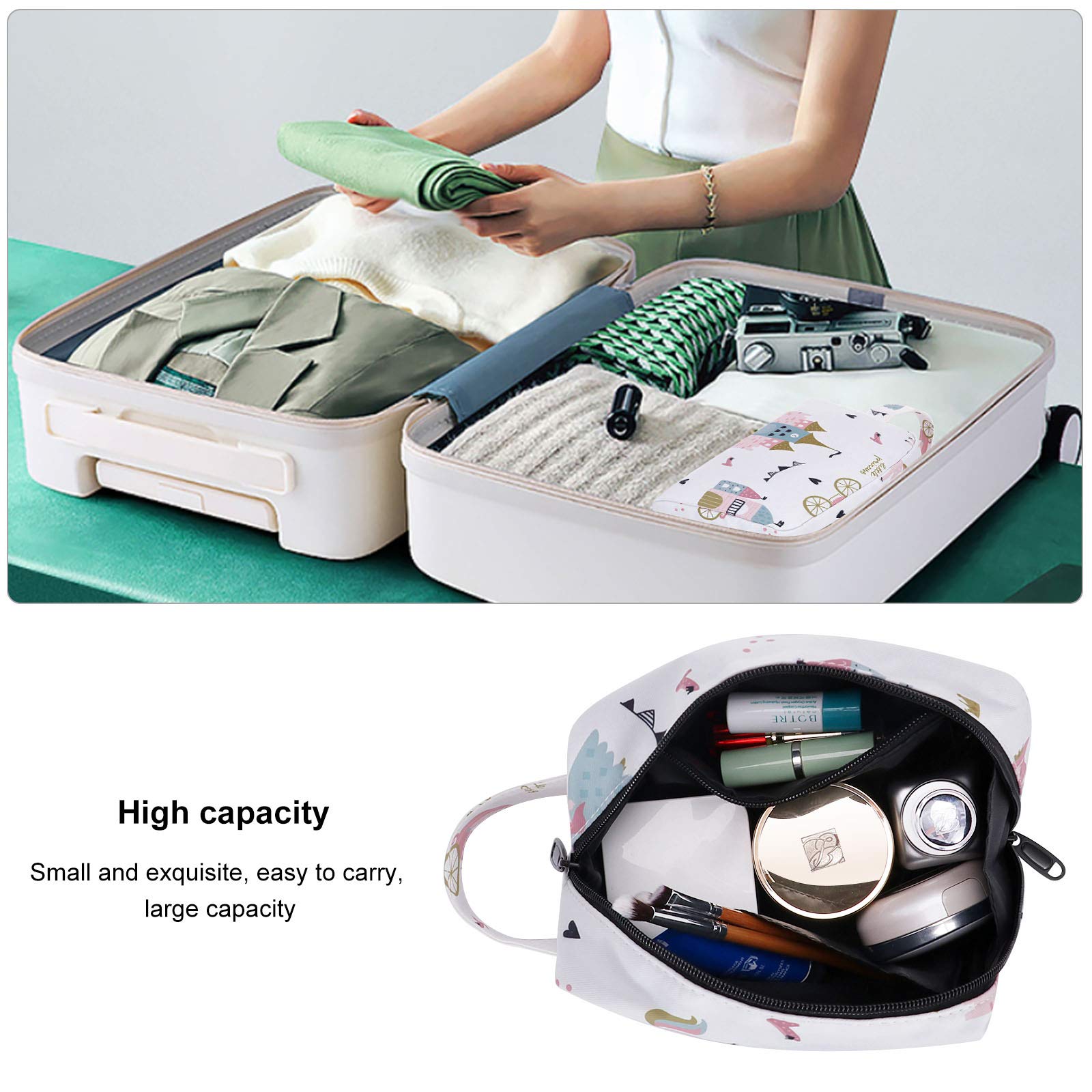 HUA ANEGL Floral Cosmetic Bag for Women - Waterproof Travel Toiletry Organizer with Zipper, Makeup Pouch Purse for Gym, Vacation & Daily Use | Perfect Cosmetic Storage Case