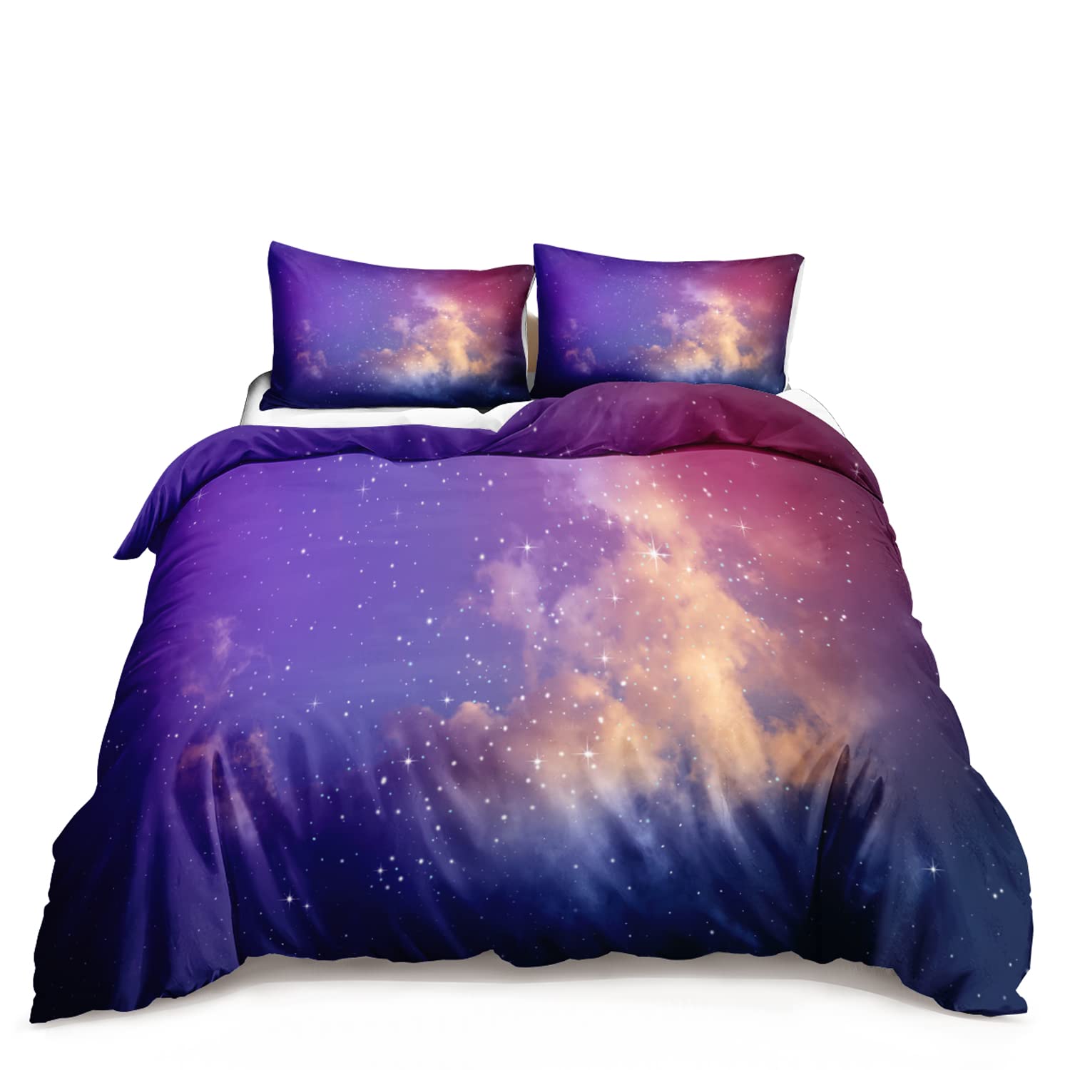 HOSIMA Galaxy Print Bedding Set - 3D Starry Sky Duvet Cover for Kids & Adults (No Comforter Included) | Space Themed Bedroom Decor for Boys, Girls & Teens | Perfect for Astronomy Lovers & Dreamy Night Sleep